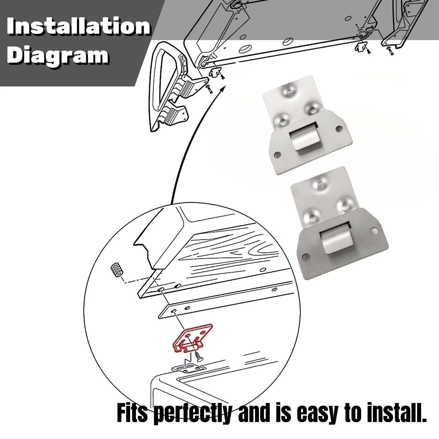 GFHUREB Seat Hinge Kit for E‑Z‑GO TXT/Medalist — 71610-G01 / 71609-G01 image 3