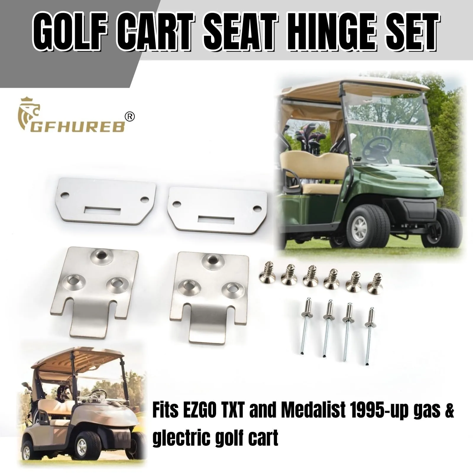 GFHUREB Seat Hinge Kit for E‑Z‑GO TXT/Medalist — 71610-G01 / 71609-G01 image 4