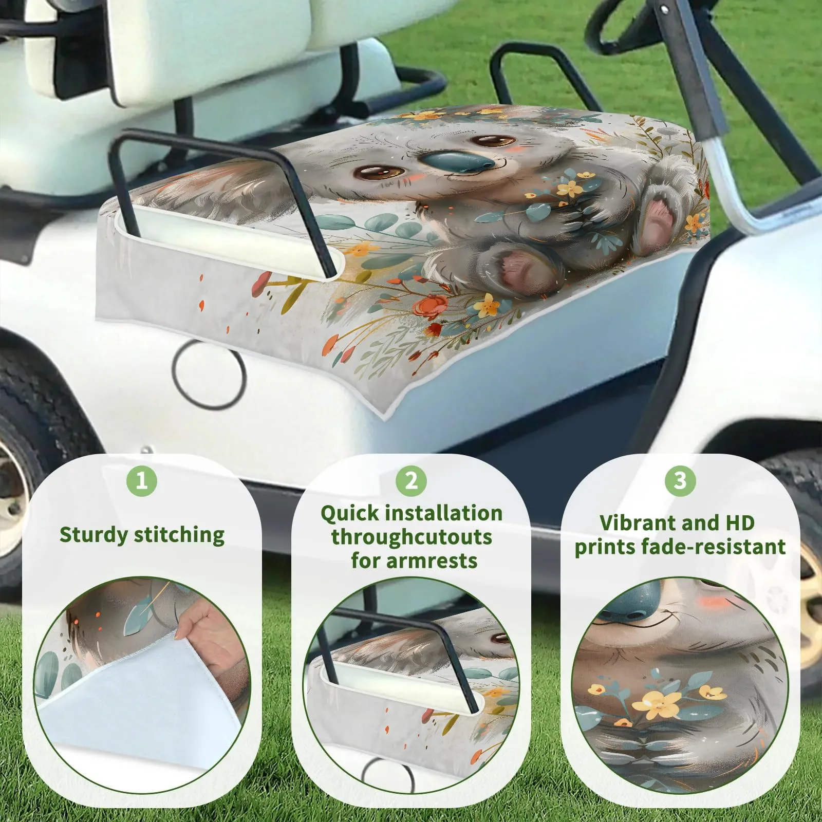 Tiveruda Golf Cart Seat Cover for Double Seats, 51 x 31 in image 3