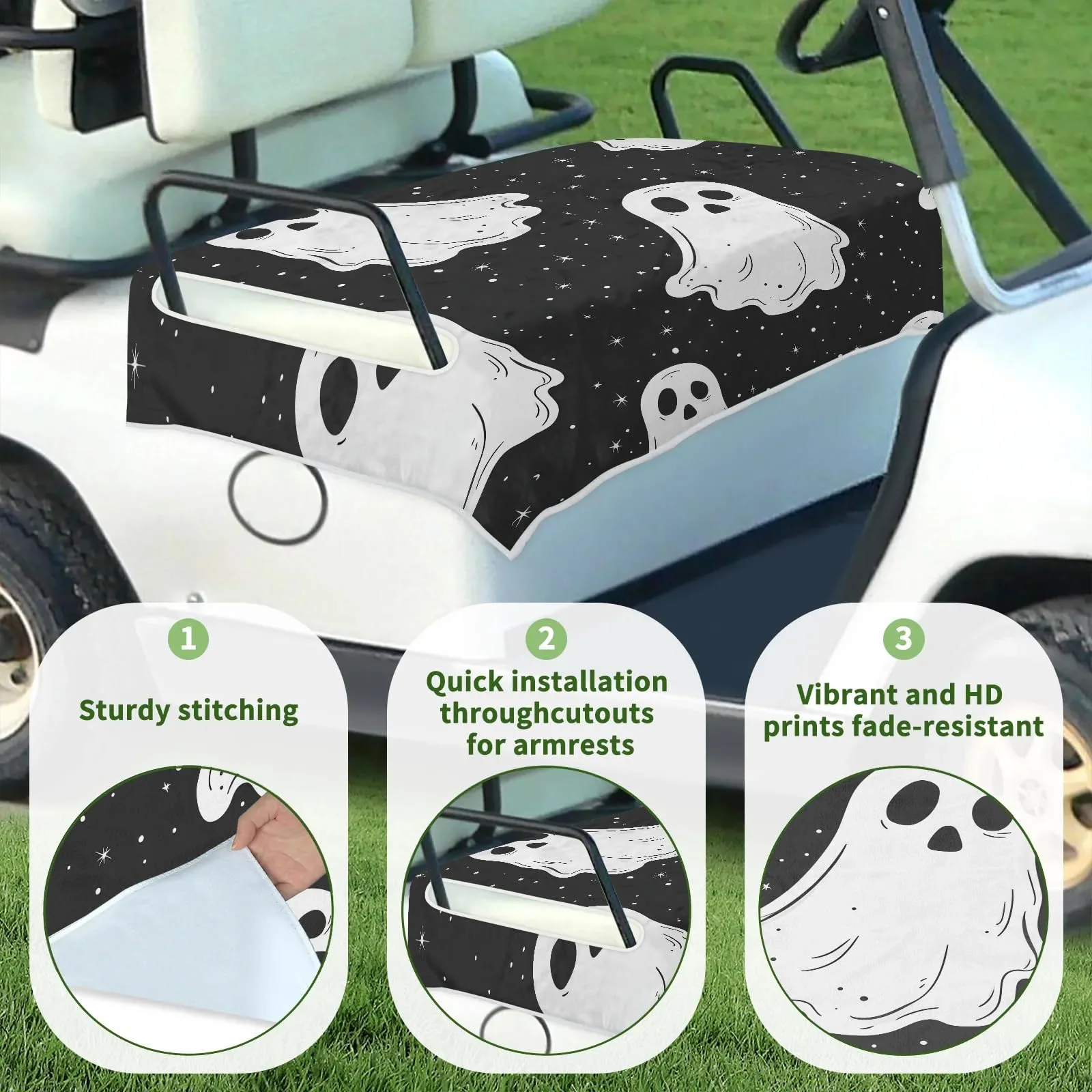 Tiveruda Halloween Boo Ghost Golf Cart Seat Cover image 3