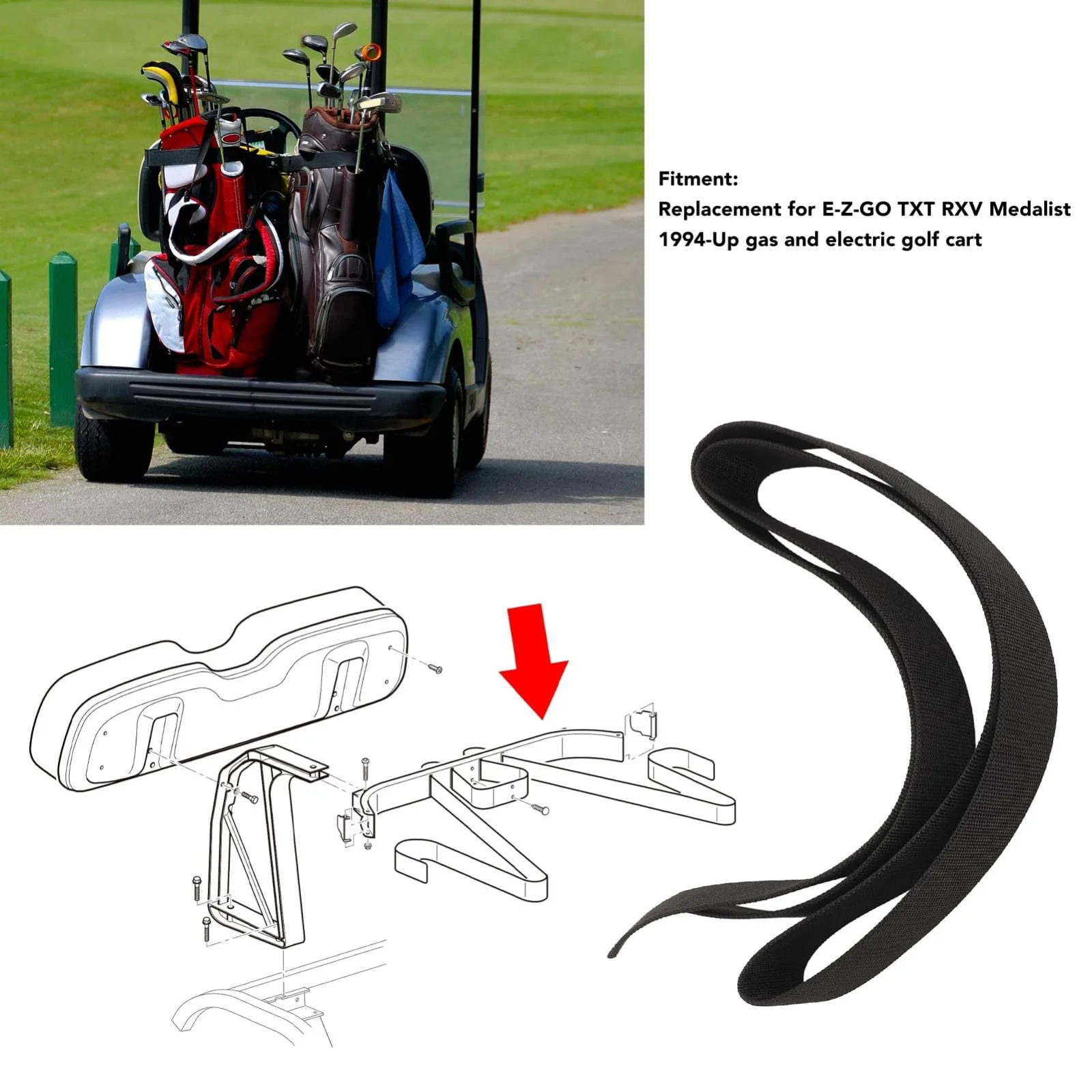 Golf Cart Bag Holder Retainer Strap for E-Z-GO TXT RXV image 2