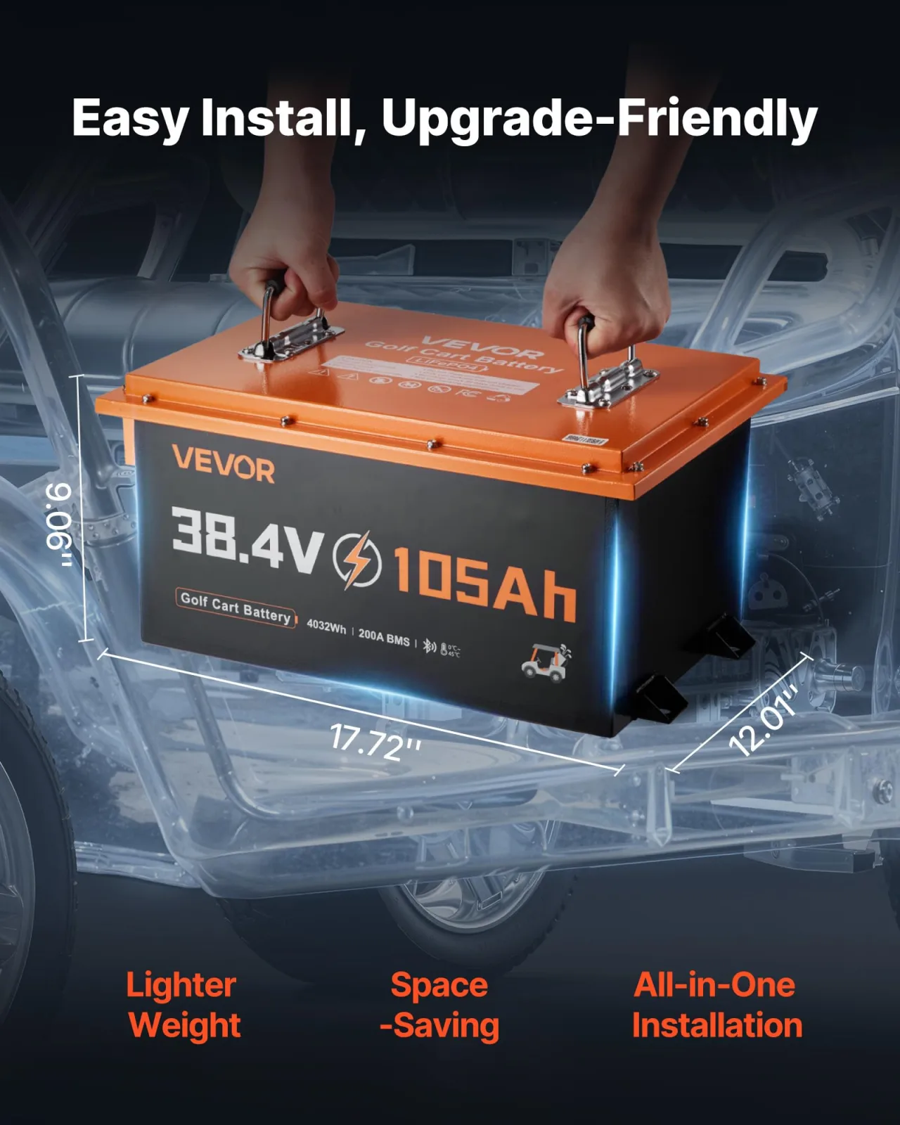 VEVOR 38.4V 105Ah LiFePO4 Golf Cart Battery Kit image 4