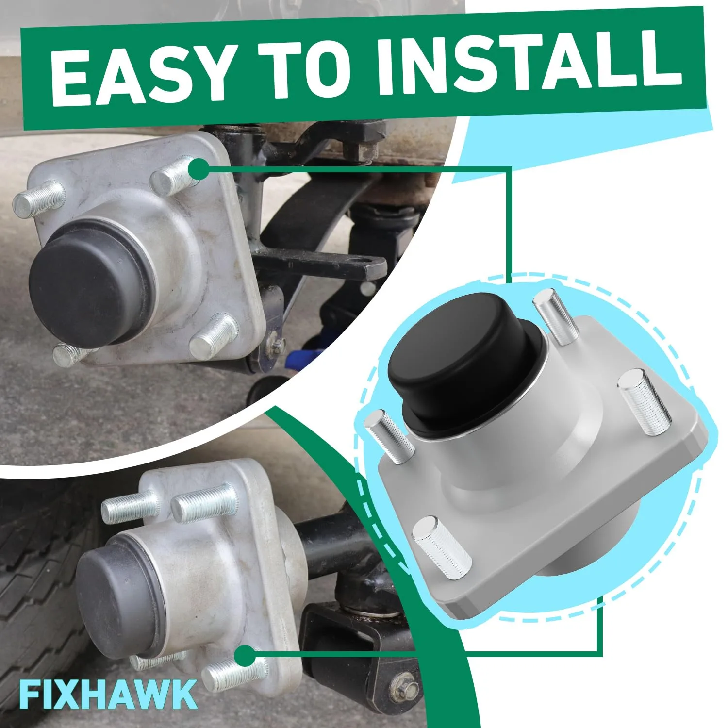 FIXHAWK Club Car Front Wheel Hub Assembly Kit FK-0013 image 3