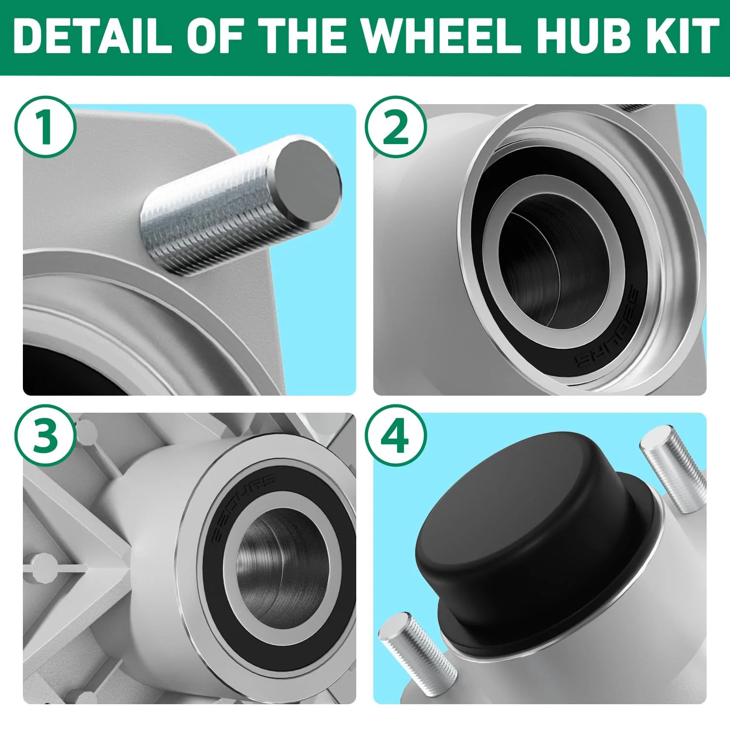 FIXHAWK Club Car Front Wheel Hub Assembly Kit FK-0013 image 4
