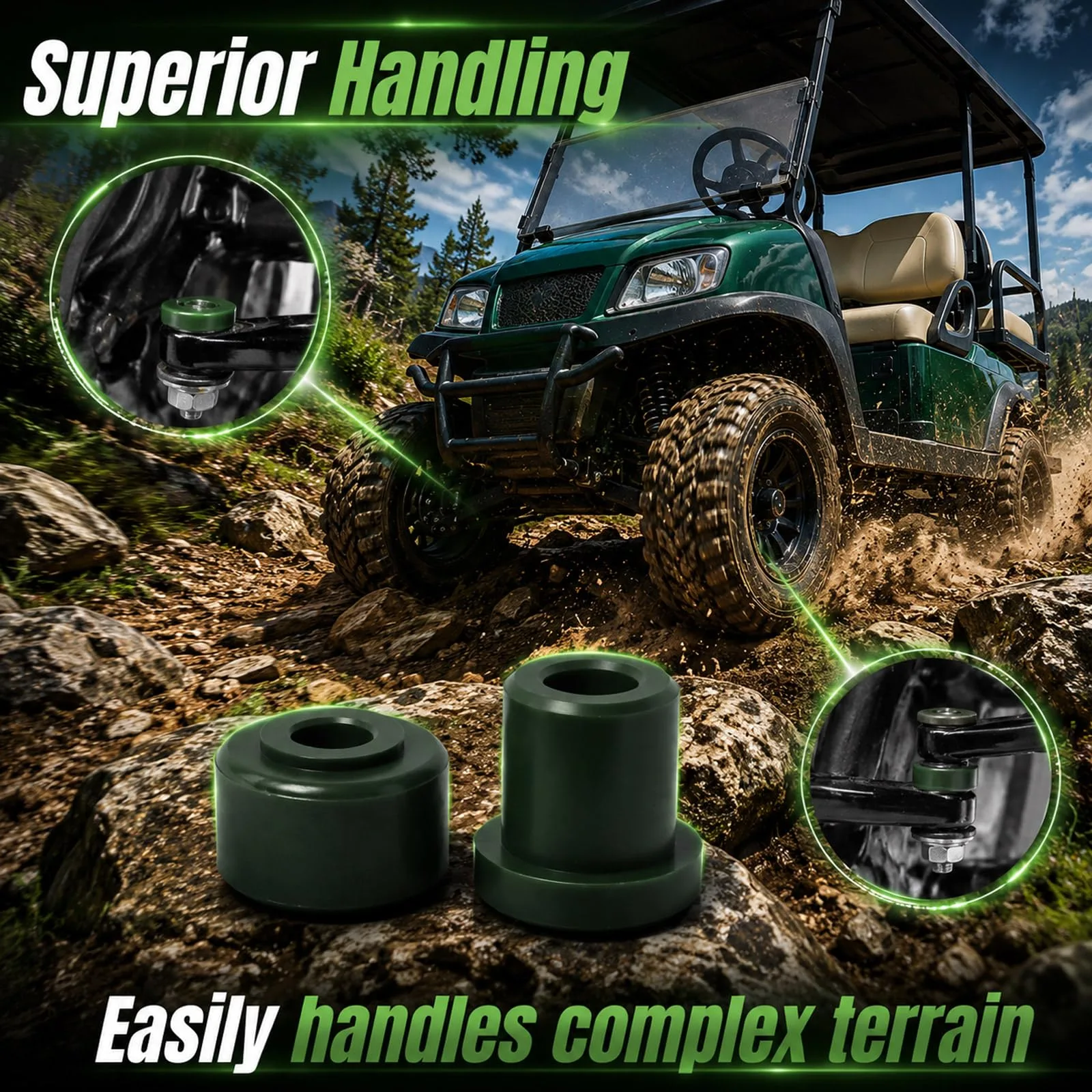 Qrstvyun A-Arm Bushing Kit (Green) for Madjax MJFX & GTW Lifts image 4
