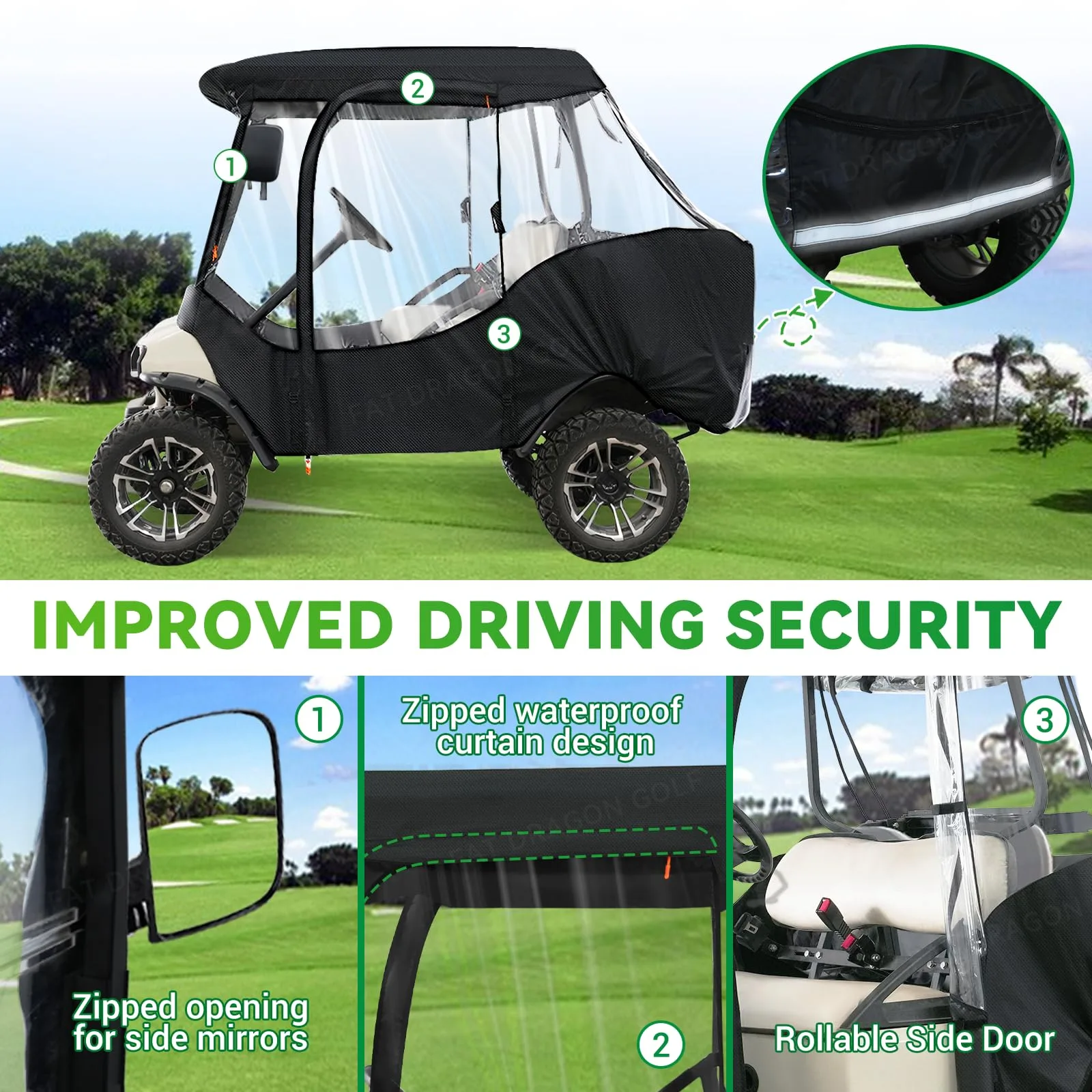Panglong Enclosure for 4-Passenger Club Car DS Golf Cart image 3