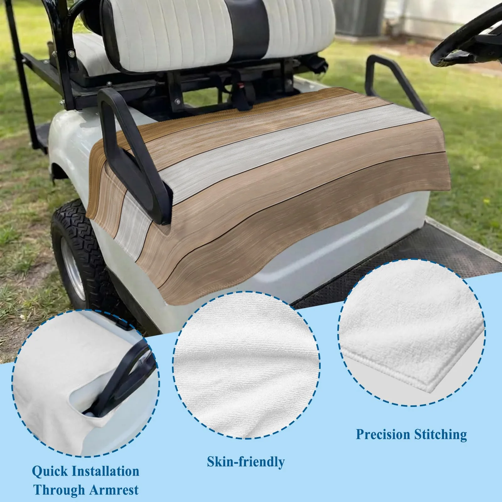 LooPoP Khaki Microfiber Golf Cart Seat Cover 51 x 31 in image 2