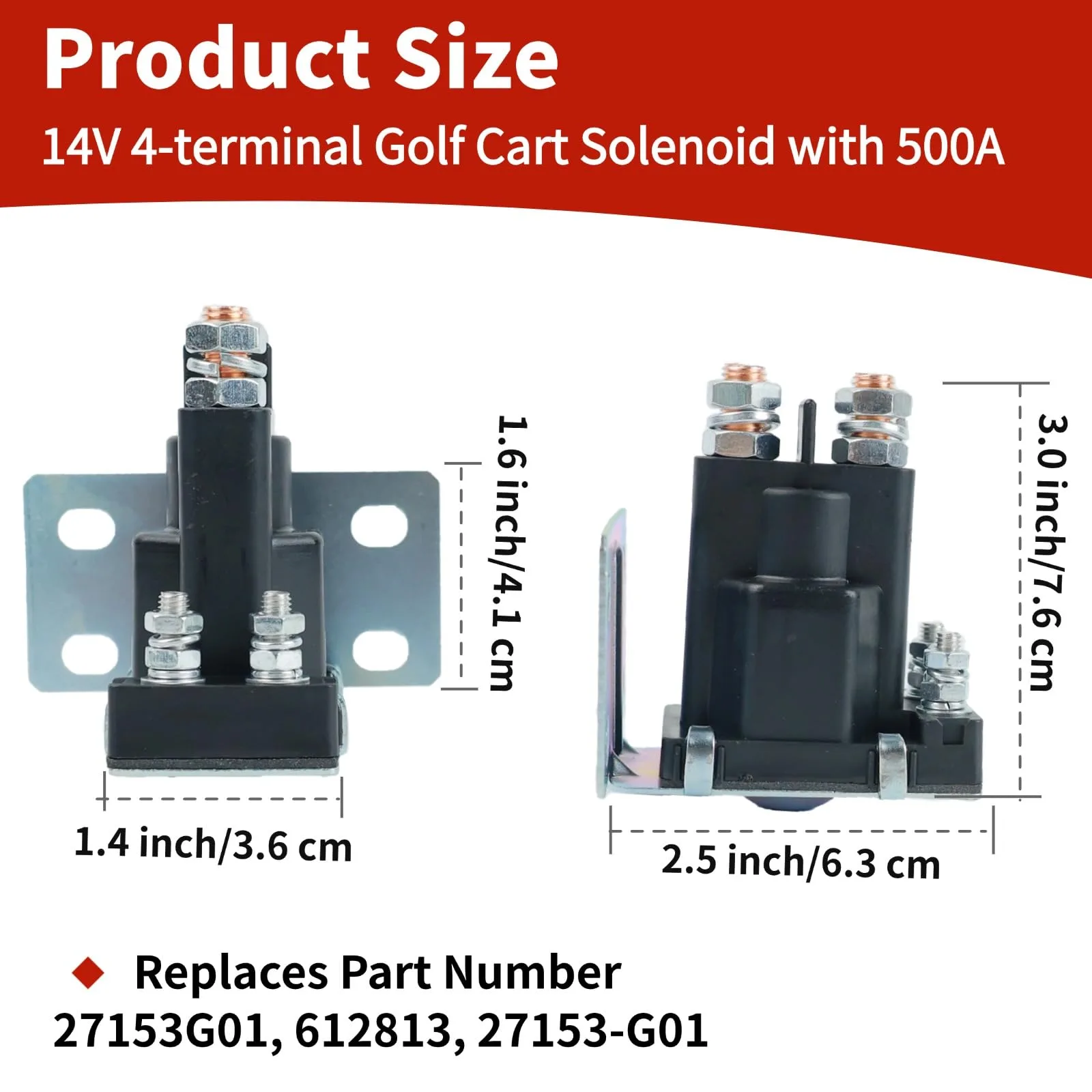 gopupu 27153-G01, 612813 14V 200A 4-Terminal Golf Cart Solenoid image 4