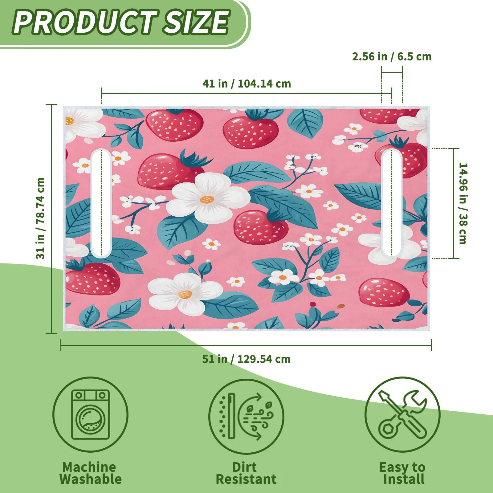 Tiveruda Pink Strawberry Golf Cart Seat Cover, 51 x 31 in image 2