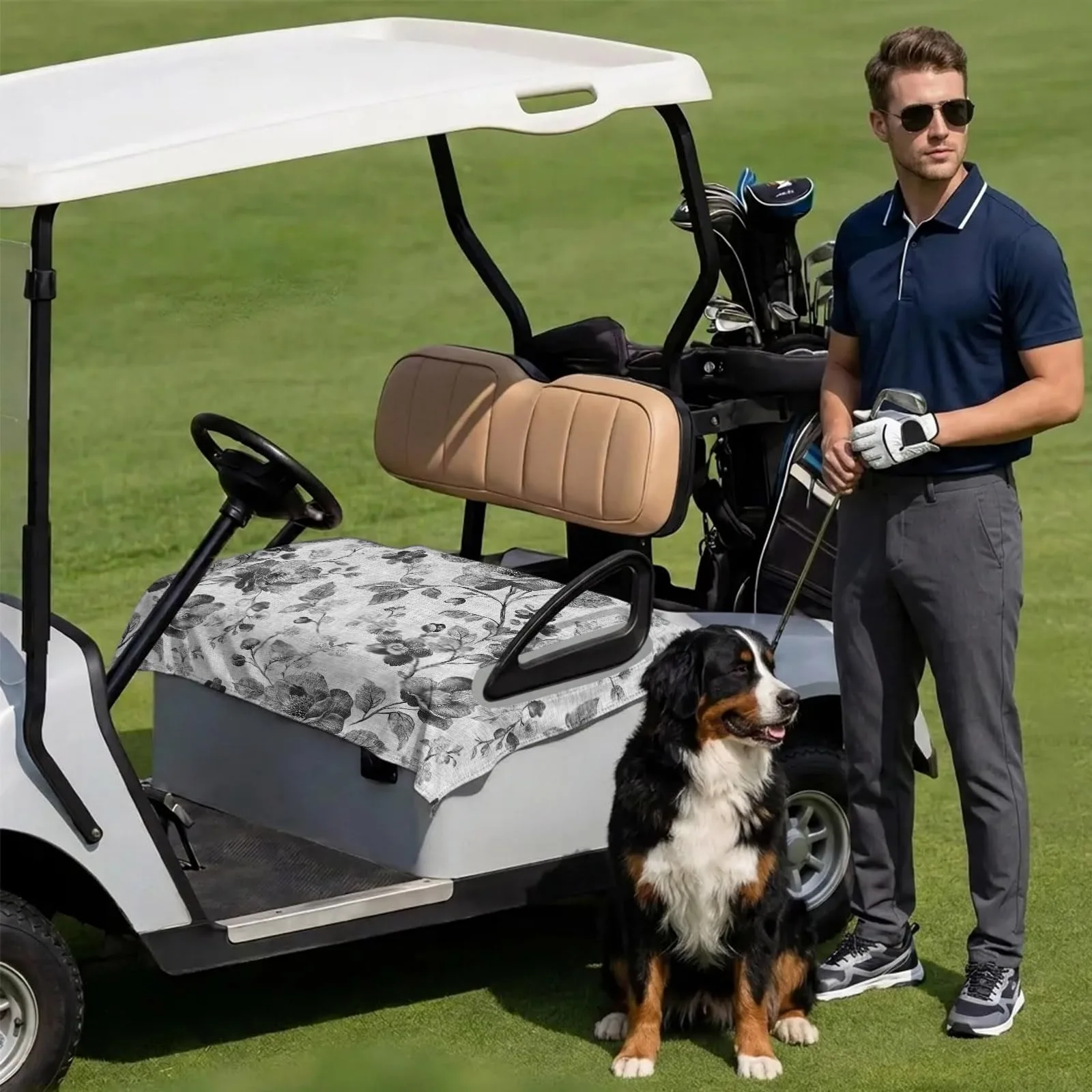 DecorLovee Gray Golf Cart Seat Cover for 2-Seater Carts image 3