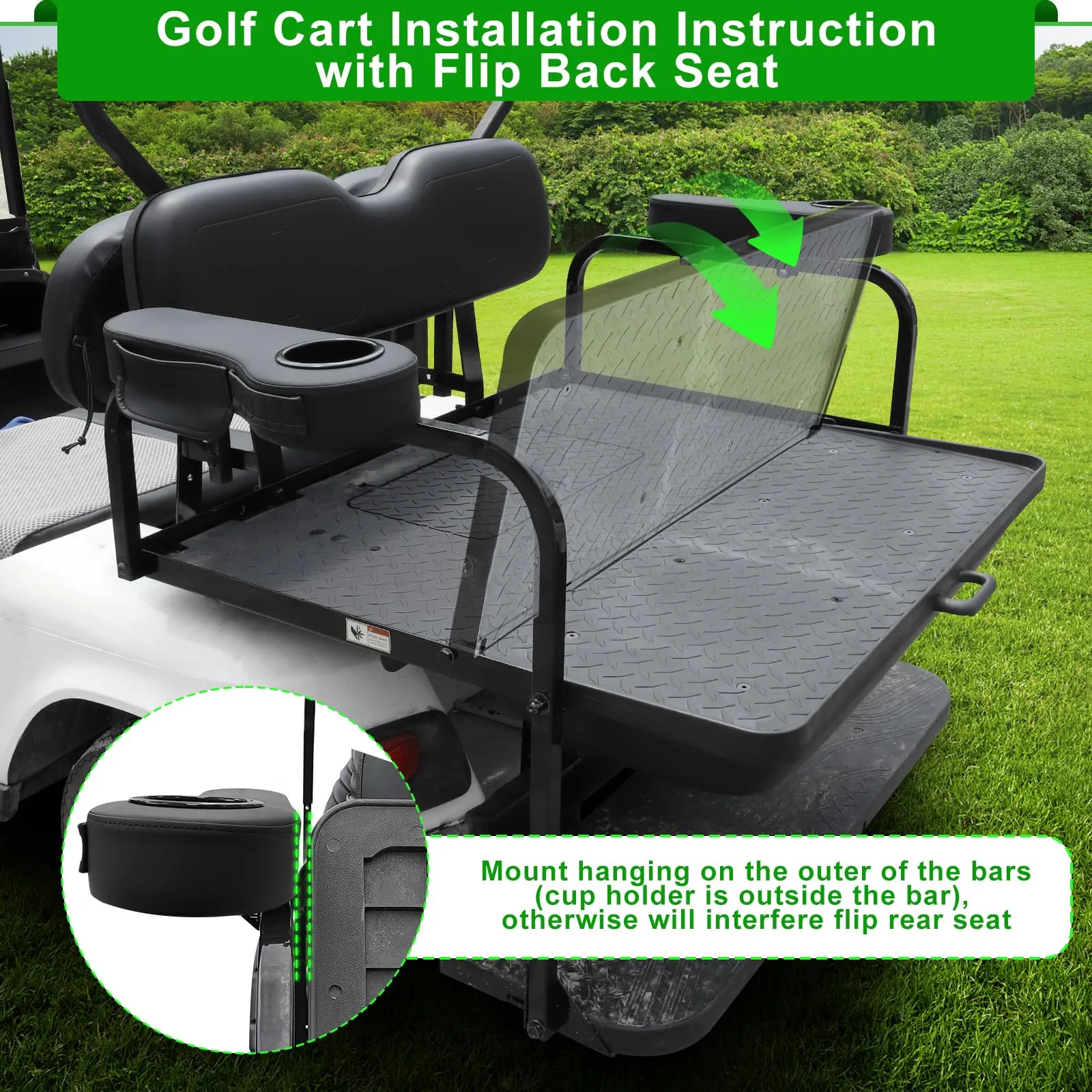 iLSKW Rear Golf Cart Armrest Cup Holder for 1-Inch Tubes image 4