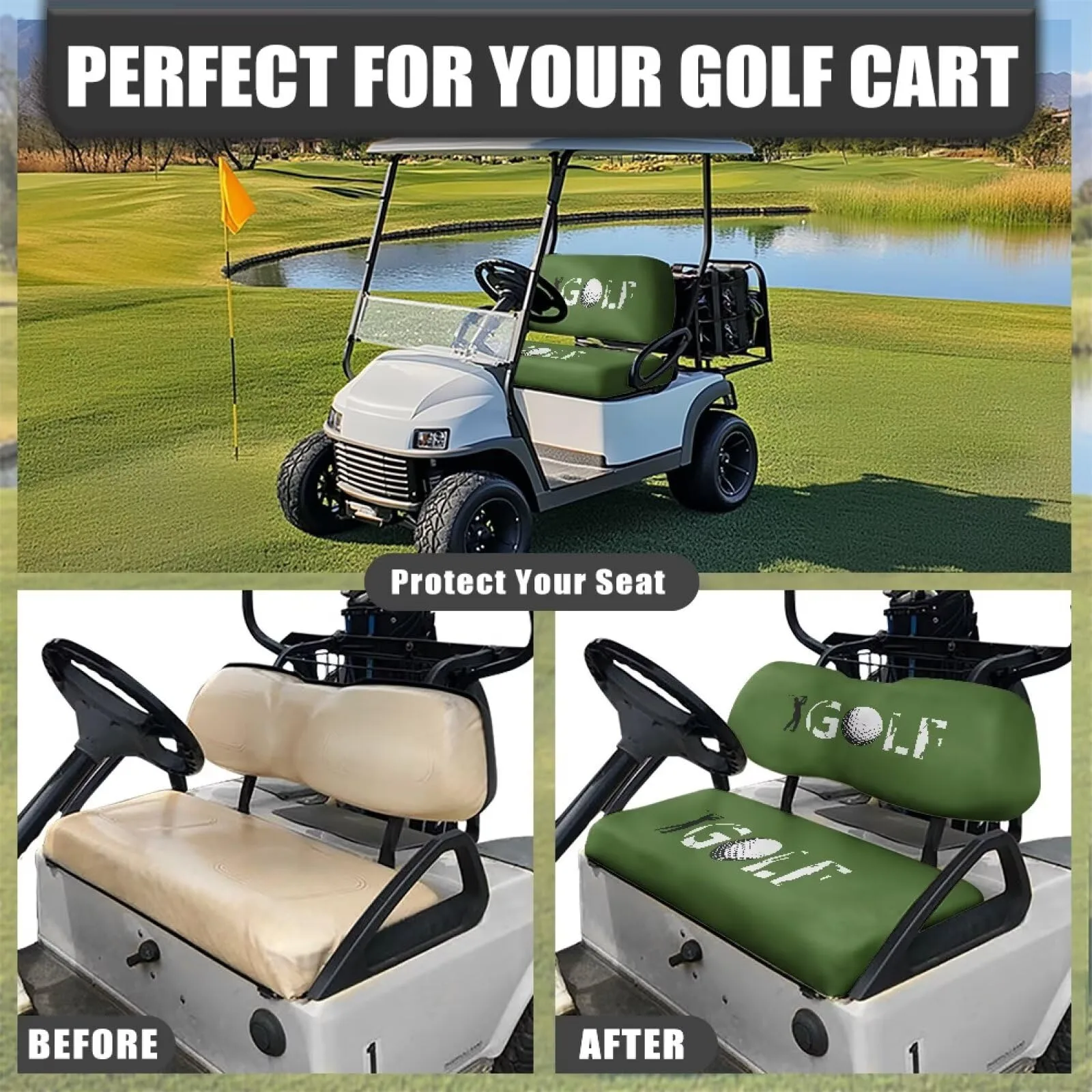ELEQIN Golf Cart Seat and Backrest Cover Set image 4
