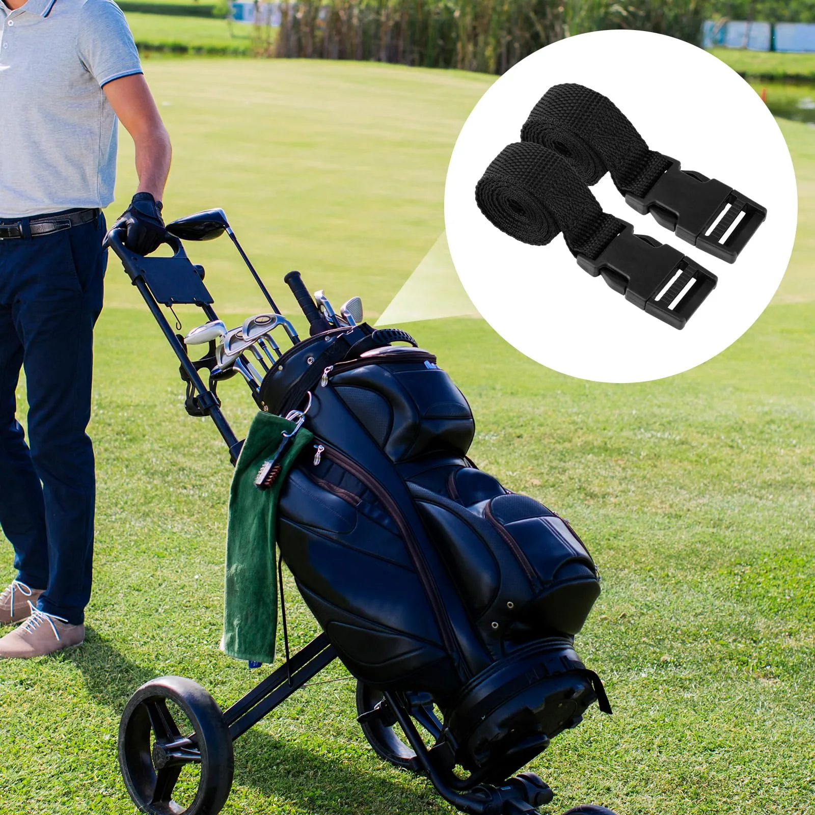 Generic Golf Cart Bag Straps with Quick-Release Buckles image 2