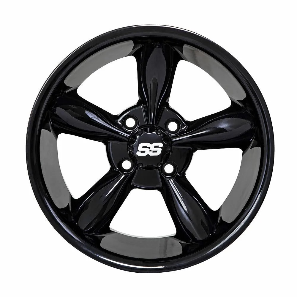 GTW 14" 5-Spoke Aluminum Golf Cart Wheel, Gloss Black — 19-242 image 2