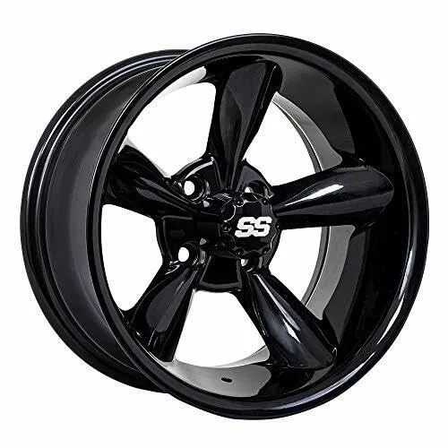 GTW 14" 5-Spoke Aluminum Golf Cart Wheel, Gloss Black — 19-242