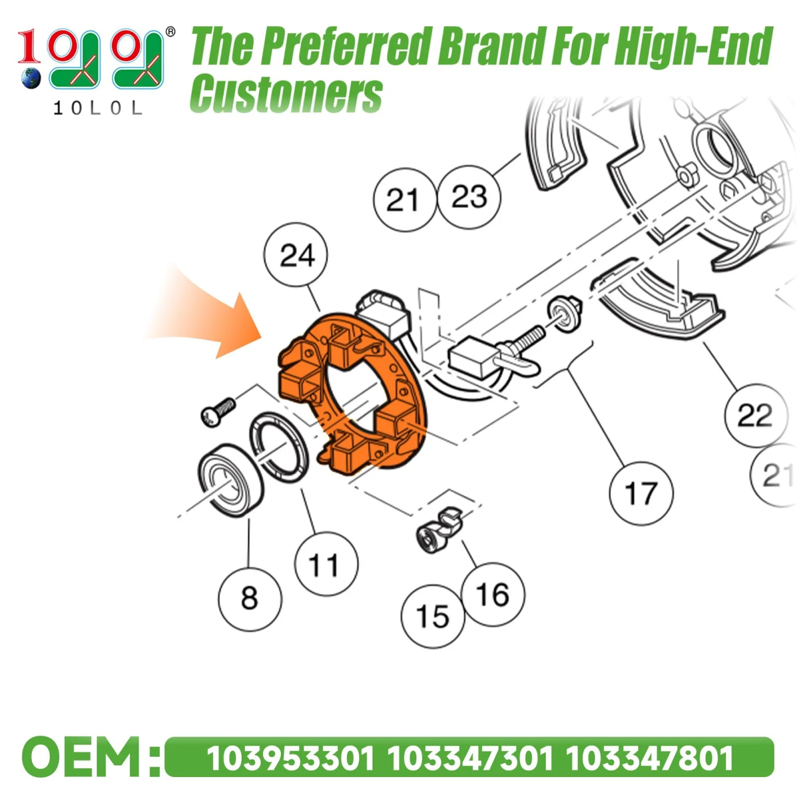 10L0L Starter Generator Brush Kit for Club Car Precedent image 2