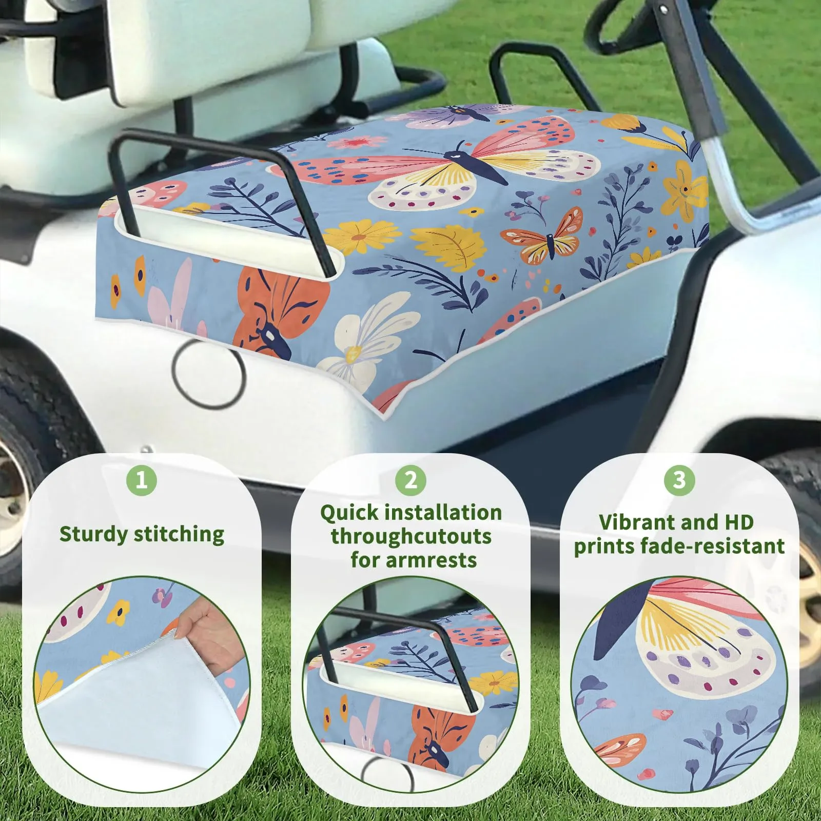 Tiveruda Golf Cart Seat Cover for Double Seats image 3
