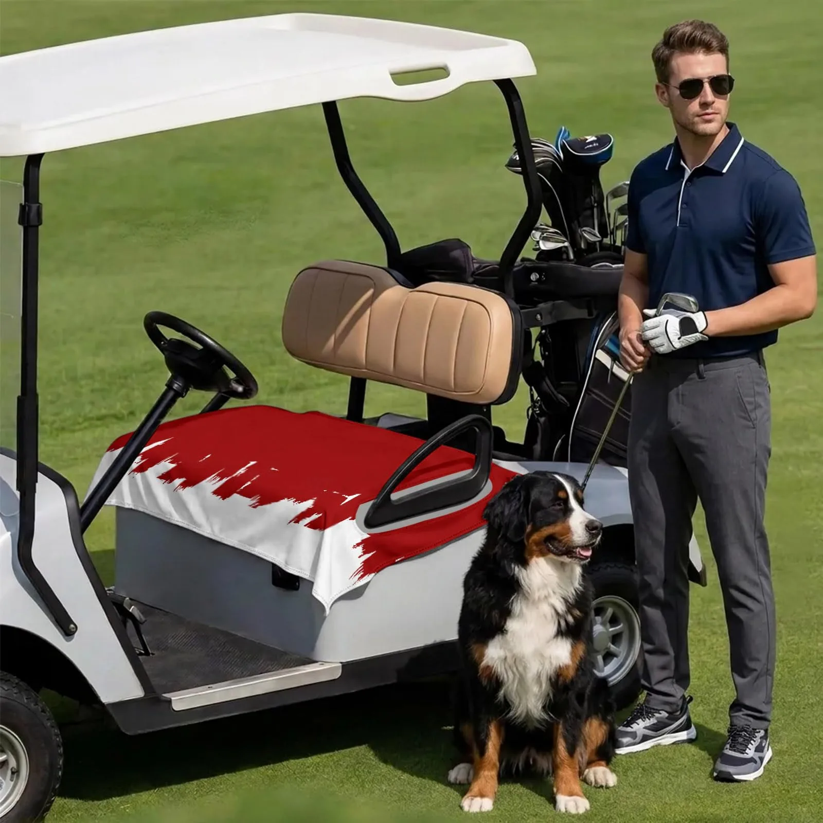DecorLovee Red Golf Cart Seat Cover Towel, 51 x 31 in image 3