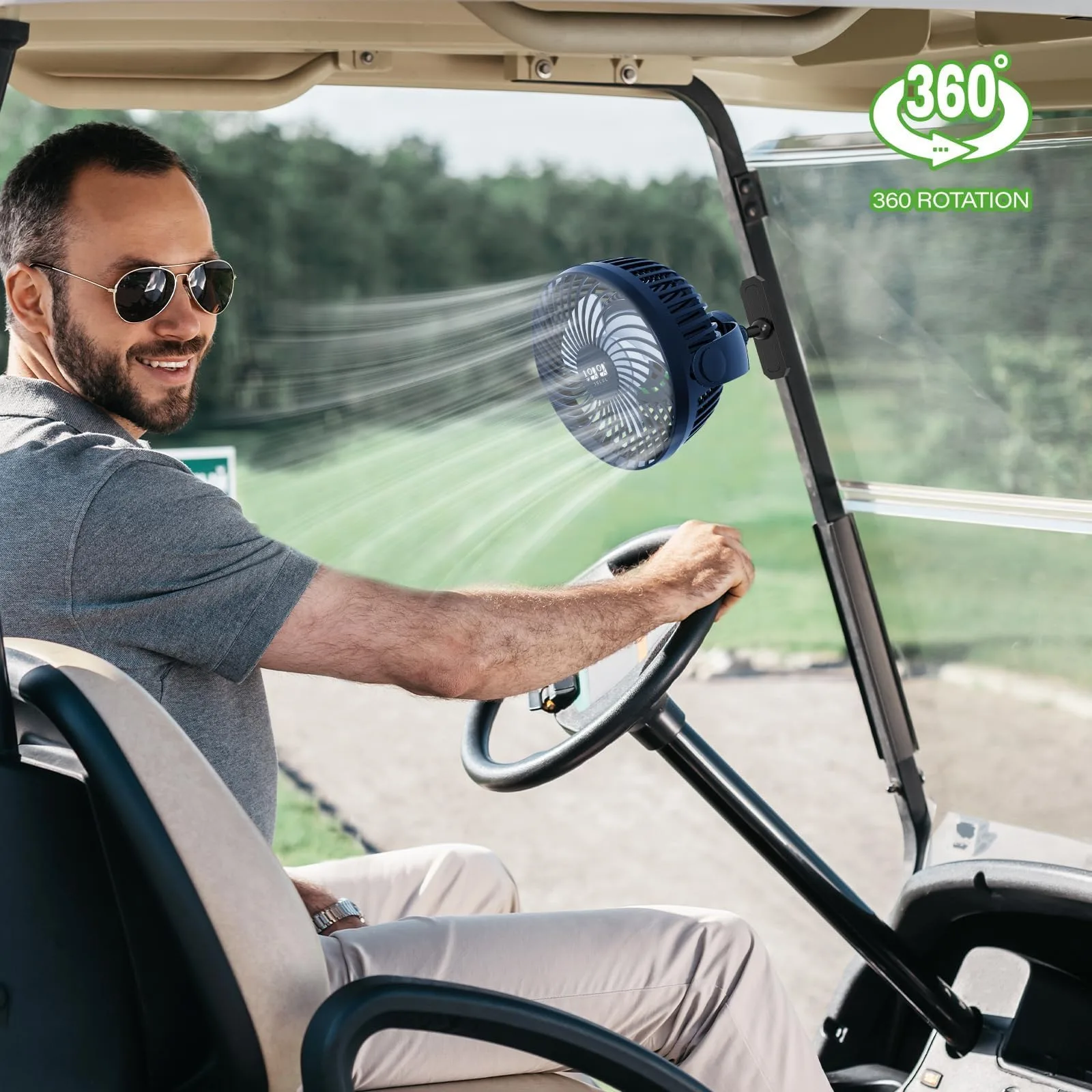 10L0L Rechargeable Golf Cart Fan with Magnetic Mount image 2