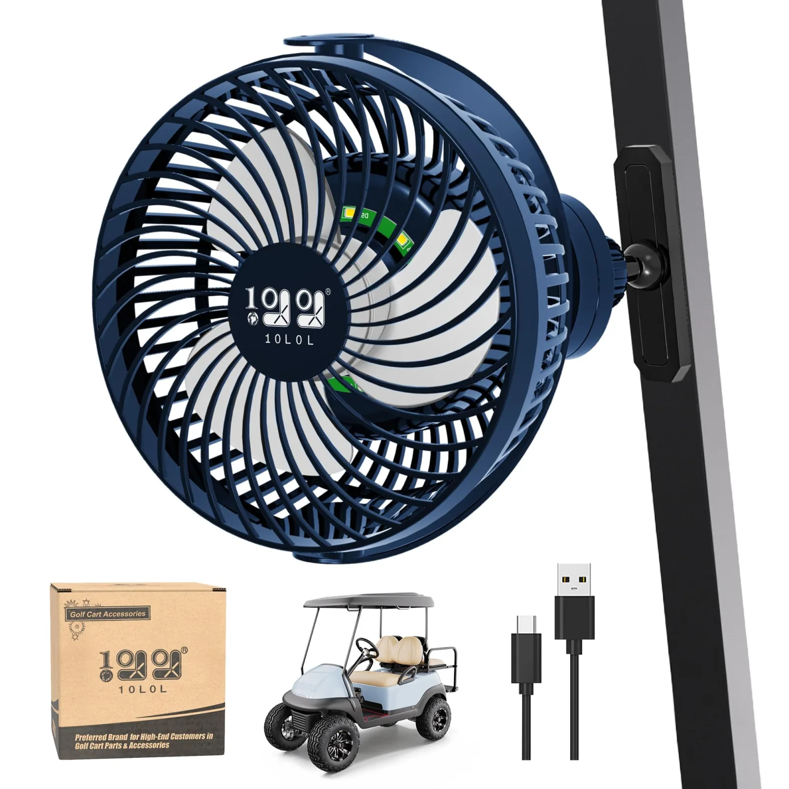 10L0L Rechargeable Golf Cart Fan with Magnetic Mount