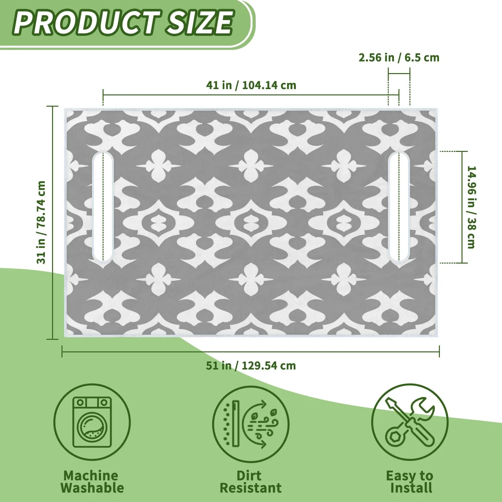 Tiveruda Gray Moroccan Golf Cart Seat Cover 51 x 31 in. image 2