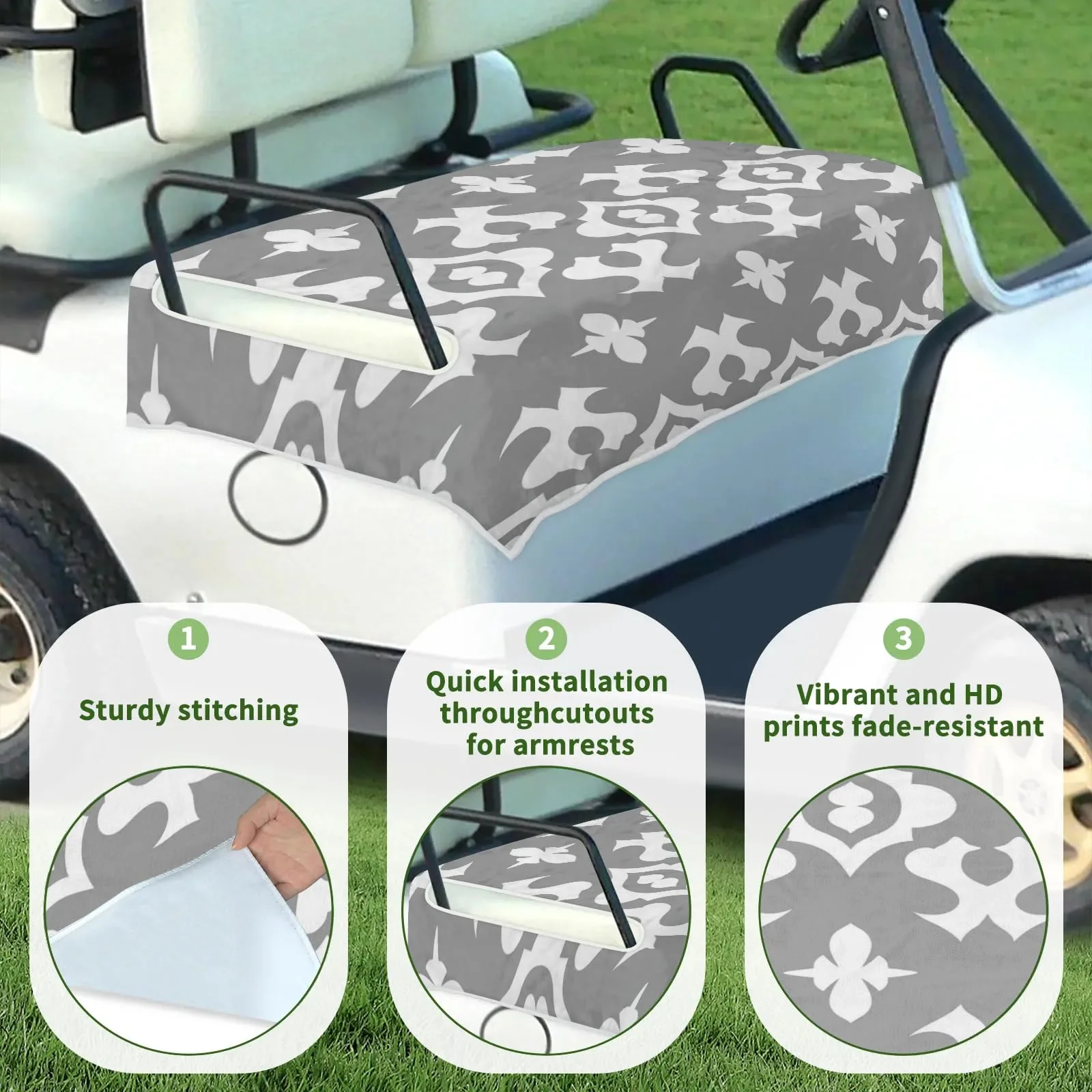 Tiveruda Gray Moroccan Golf Cart Seat Cover 51 x 31 in. image 3