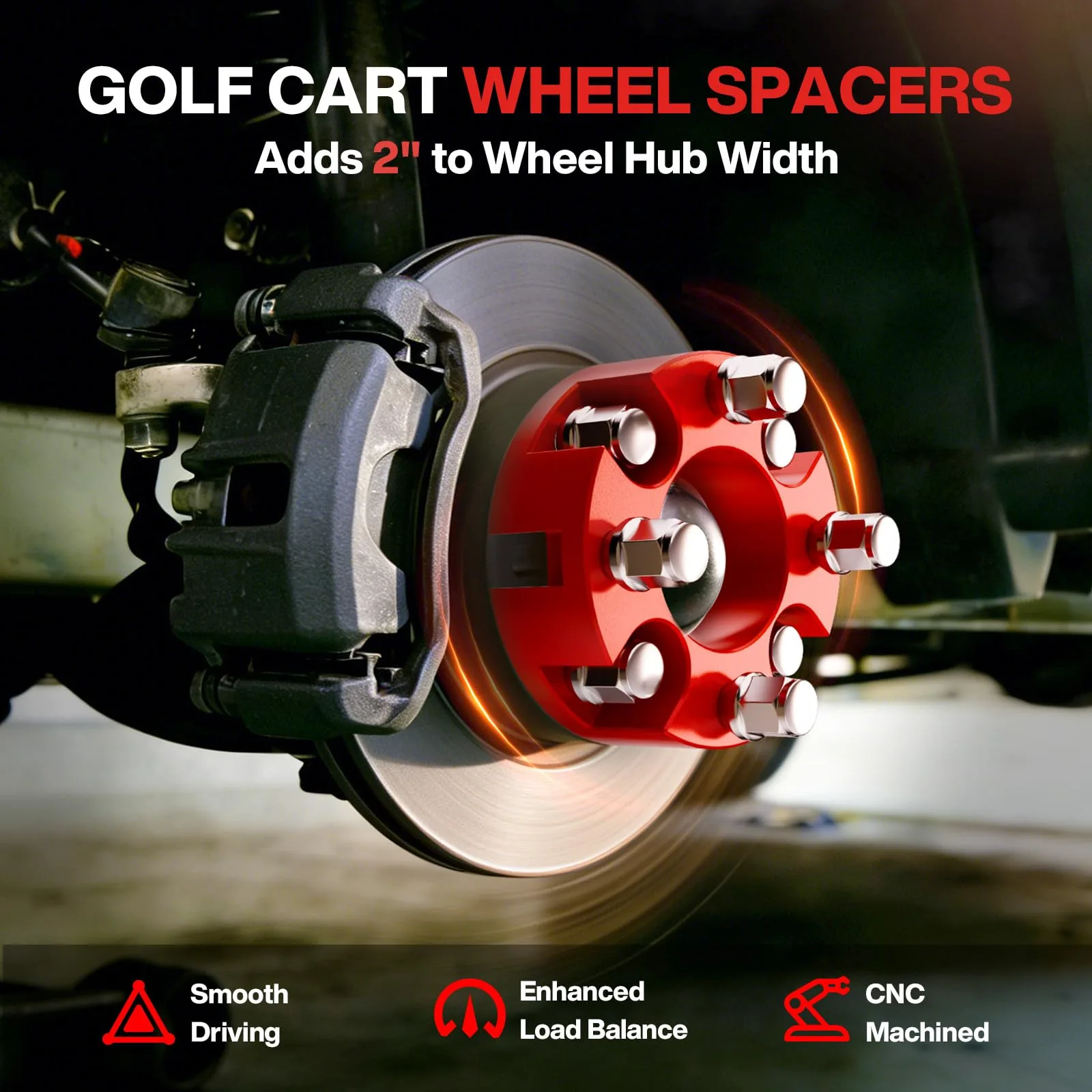 OMEIPMEO 2-Inch Golf Cart Wheel Spacers, 4x4 Pattern image 2