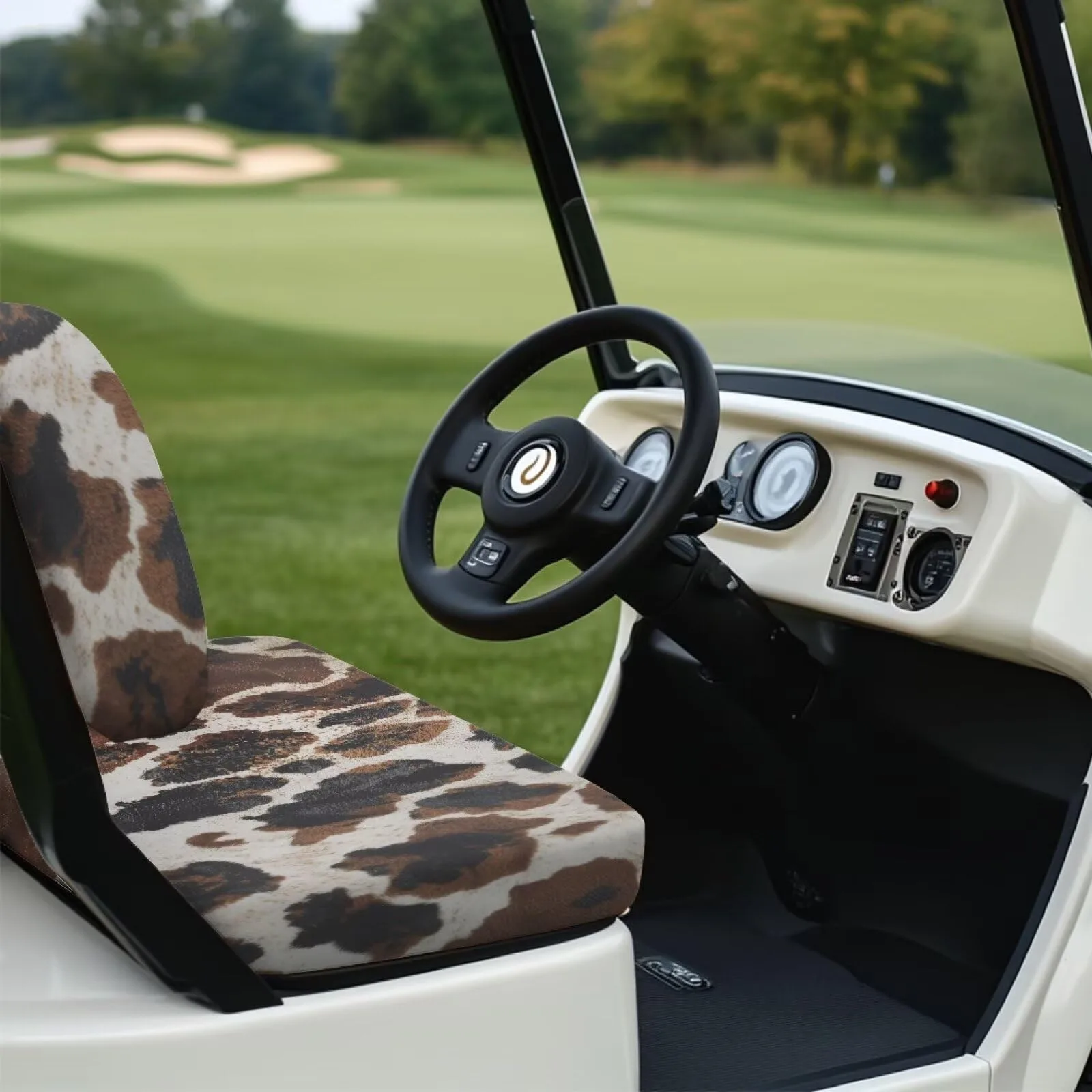 TOADDMOS Brown Cow Spots Golf Cart Seat Covers image 3