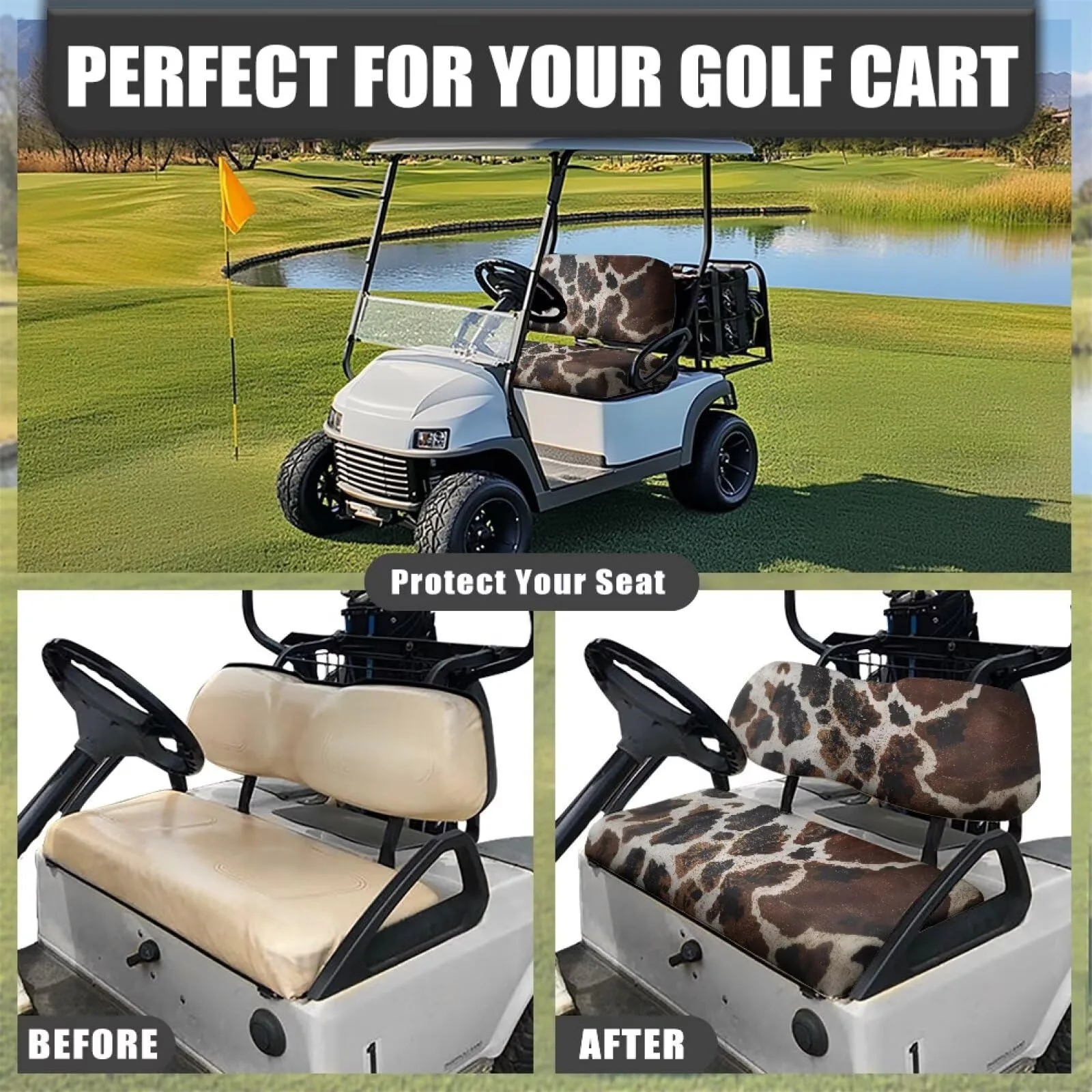 TOADDMOS Brown Cow Spots Golf Cart Seat Covers image 4