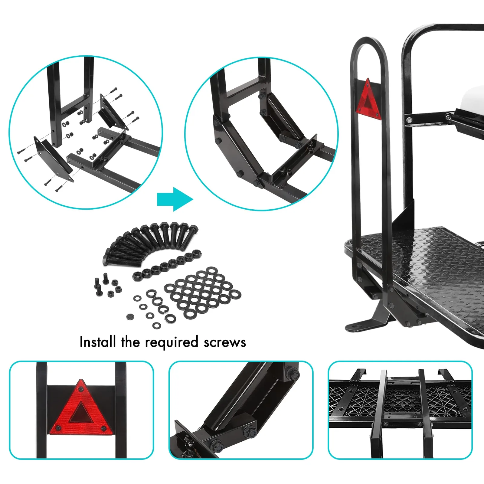 10L0L Golf Cart Rear Seat Grab Bar with 2-Inch Hitch image 4
