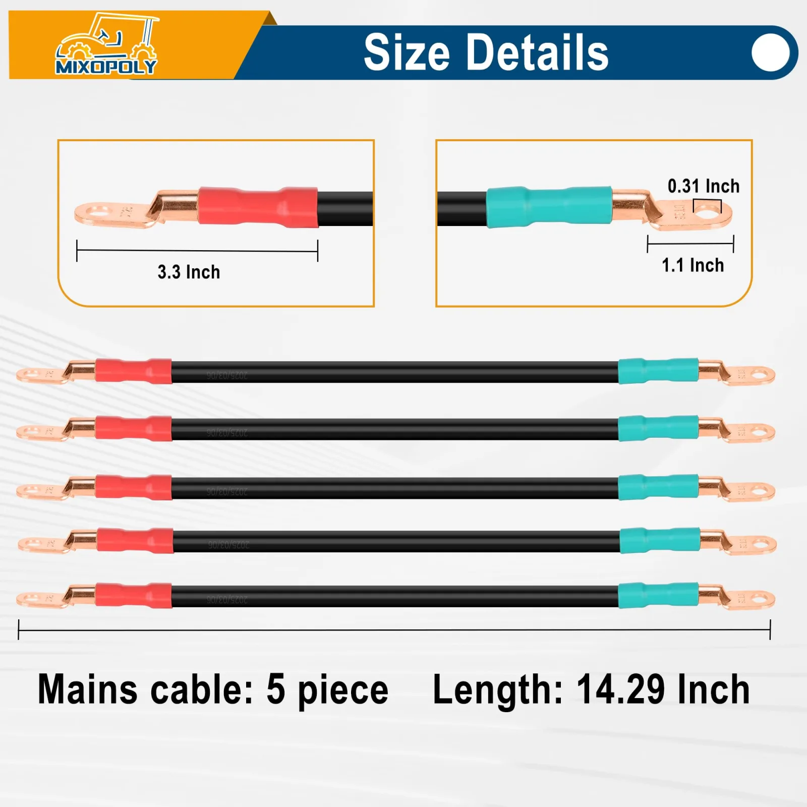 Mixopoly 4 AWG Battery Cable Kit for Yamaha and Club Car image 2