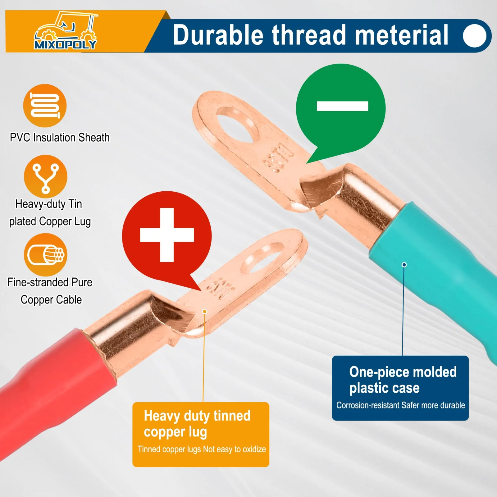 Mixopoly 4 AWG Battery Cable Kit for Yamaha and Club Car image 3