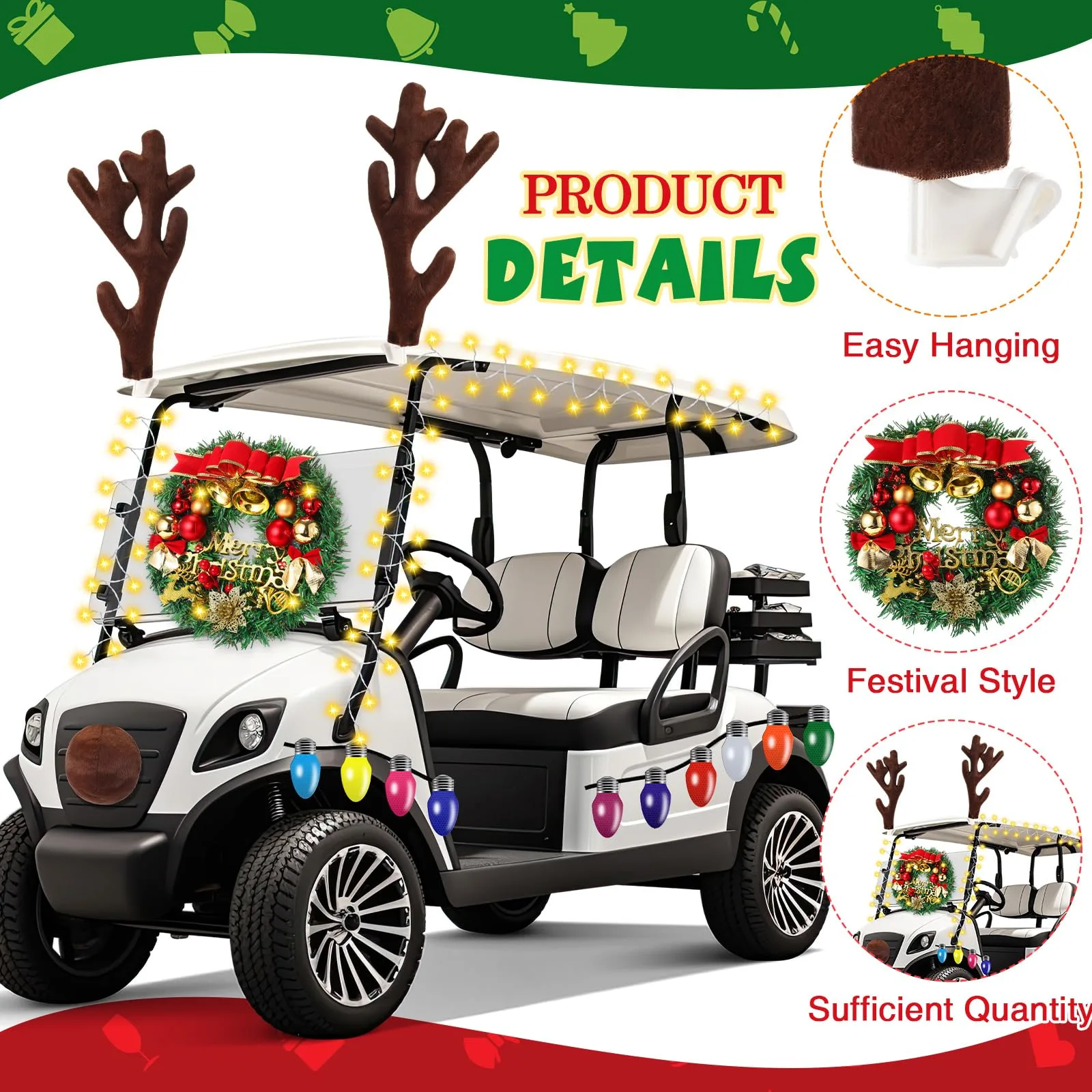 Soulchen Christmas Golf Cart Reindeer Decoration Set image 3