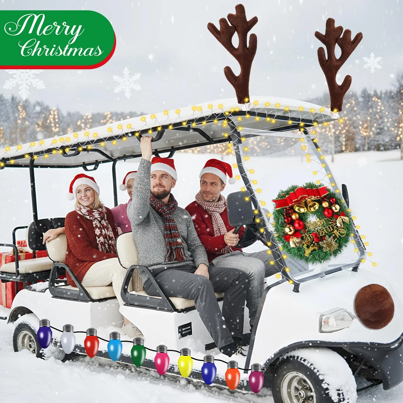 Soulchen Christmas Golf Cart Reindeer Decoration Set image 4