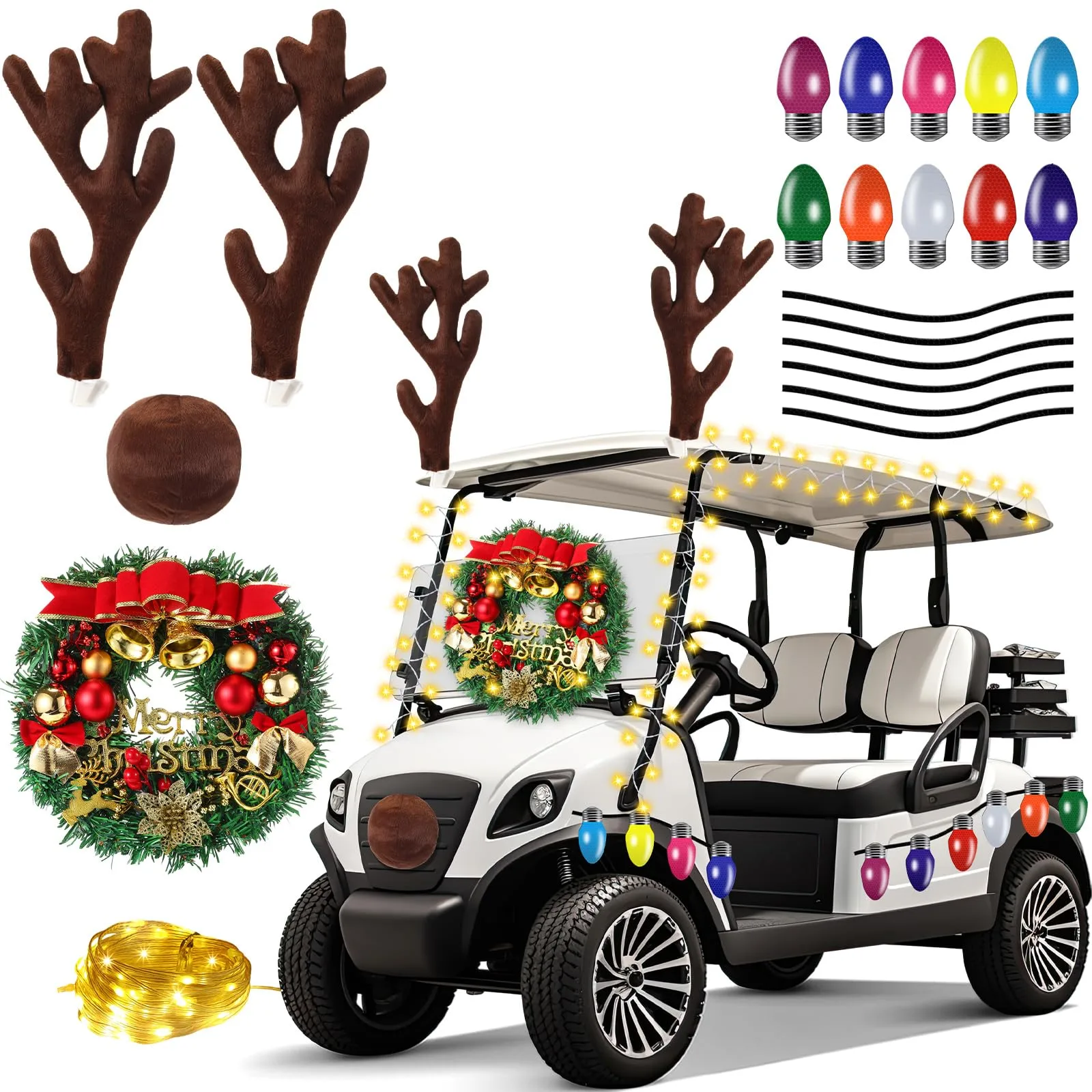 Soulchen Christmas Golf Cart Reindeer Decoration Set