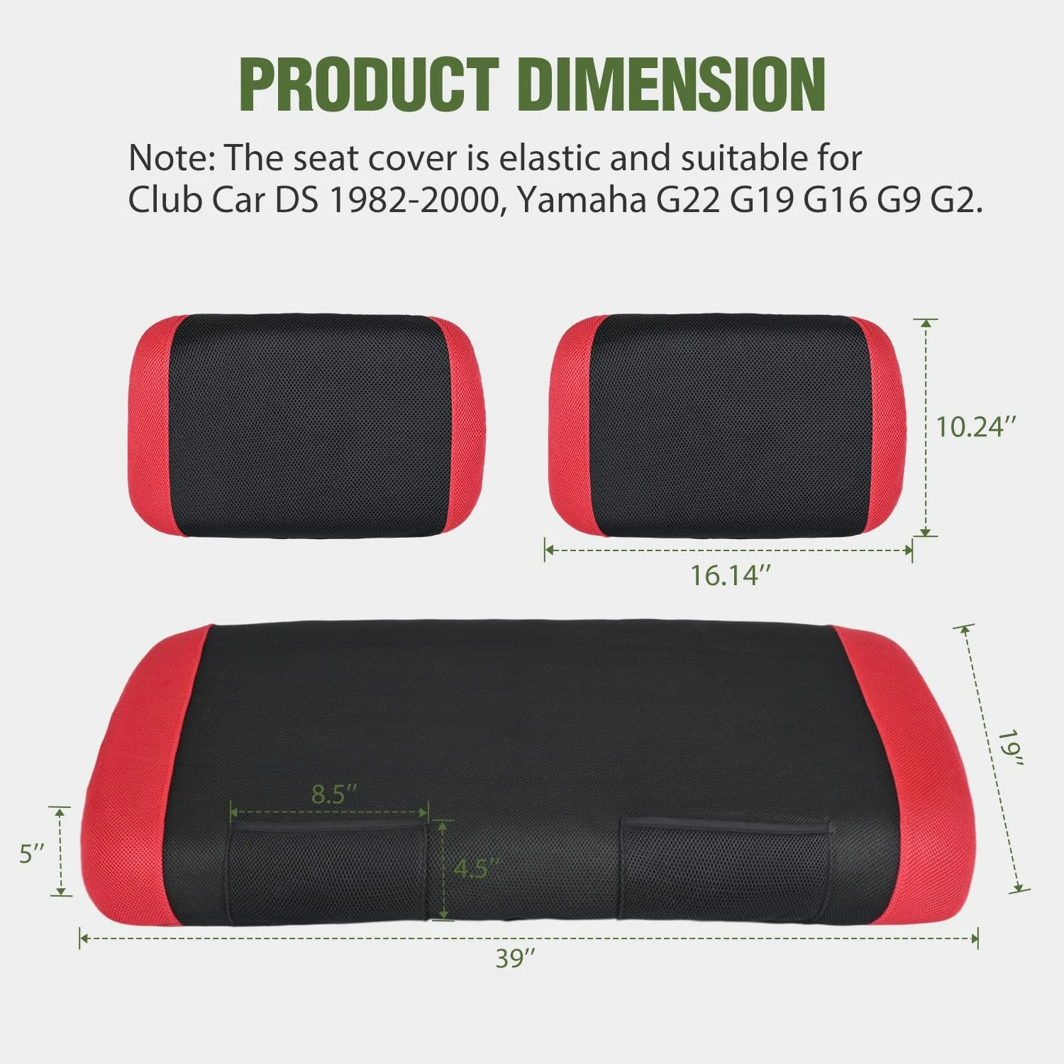 Nilight Seat-129 Front Seat Cover for Club Car DS image 2