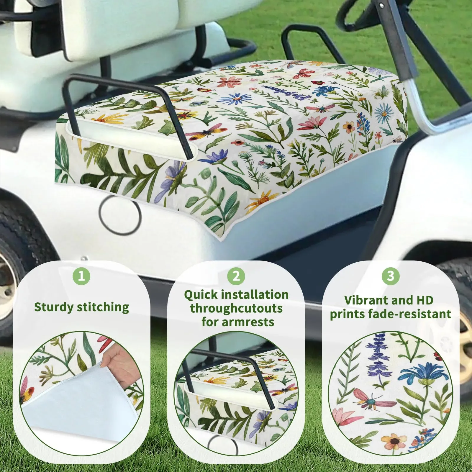 Tiveruda Golf Cart Seat Cover for Double Seats, 51 x 31 in image 3