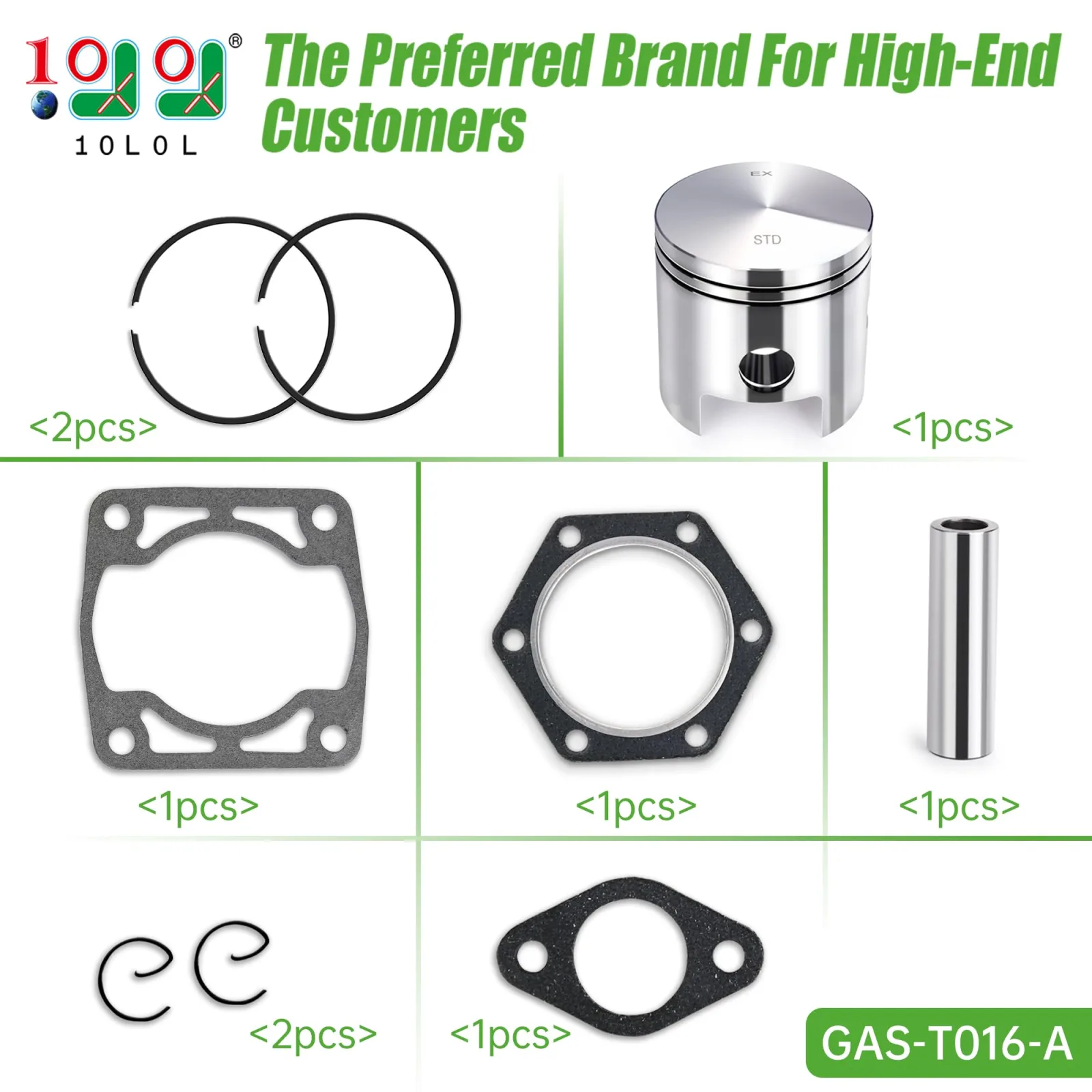 10L0L E-Z-GO EC25 Piston, Rings and Gasket Kit image 2
