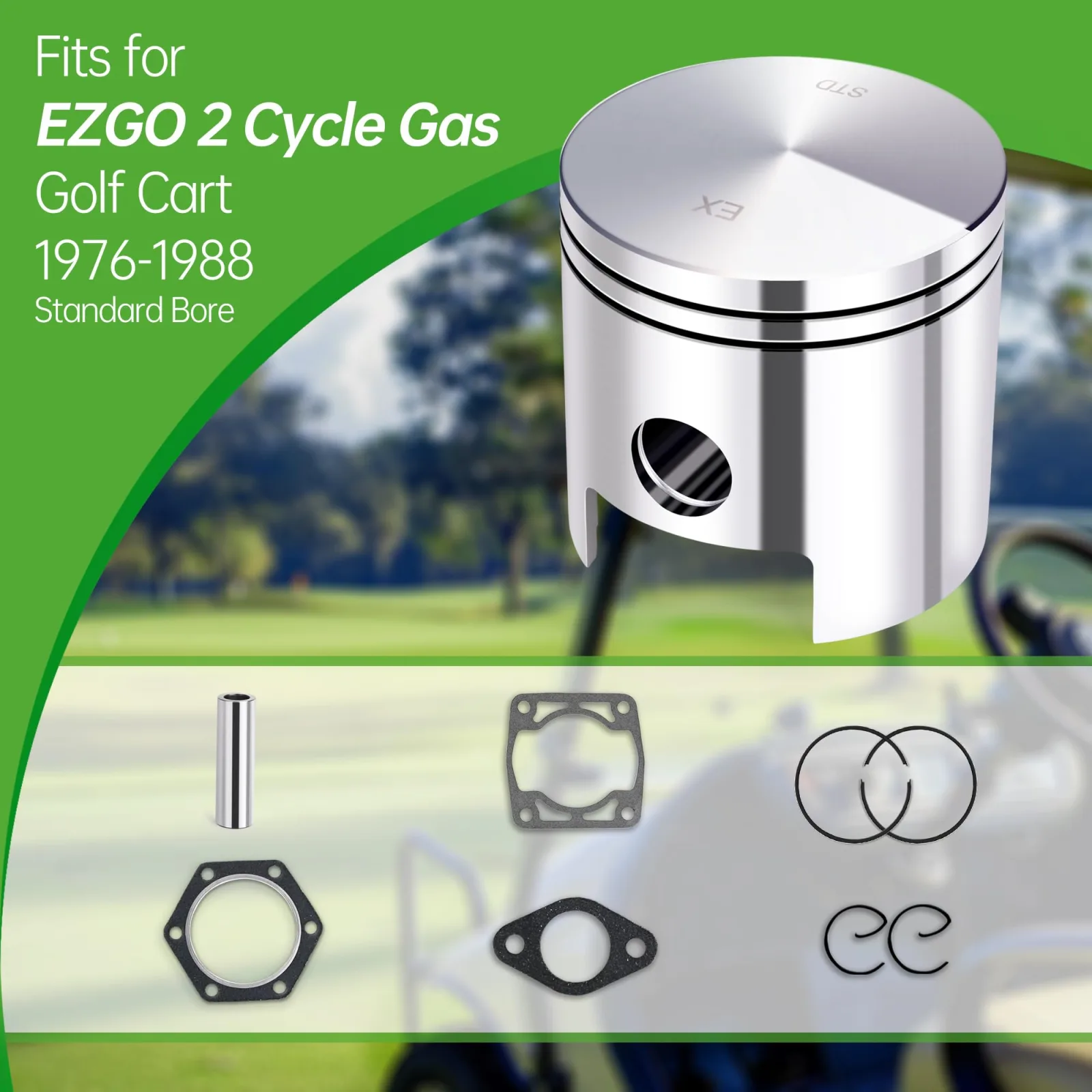 10L0L E-Z-GO EC25 Piston, Rings and Gasket Kit image 4