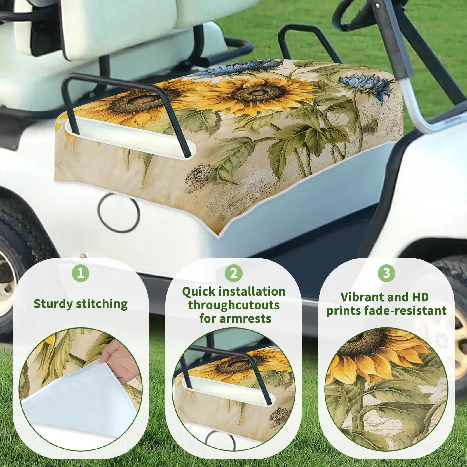 Tiveruda Golf Cart Seat Cover for Double Seats, 51 x 31 in image 3