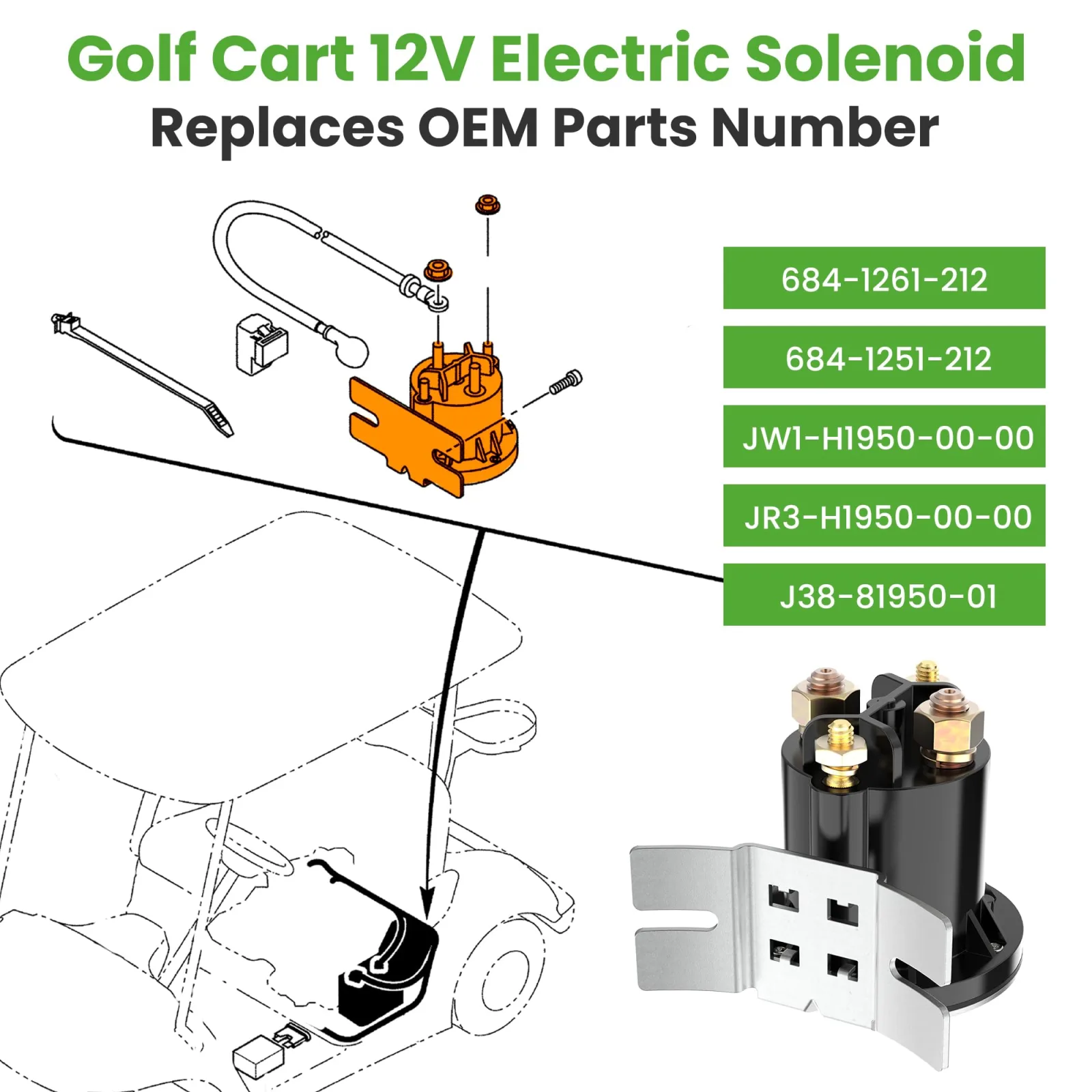 10L0L 12V Solenoid for Yamaha G22-G29 Golf Carts image 3