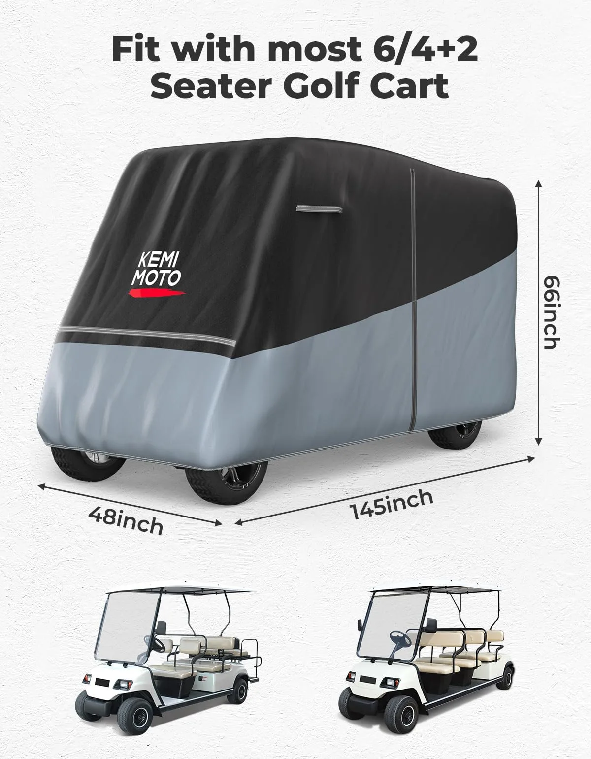 KEMIMOTO 6-Passenger Golf Cart Cover B1407-00003-GY image 2