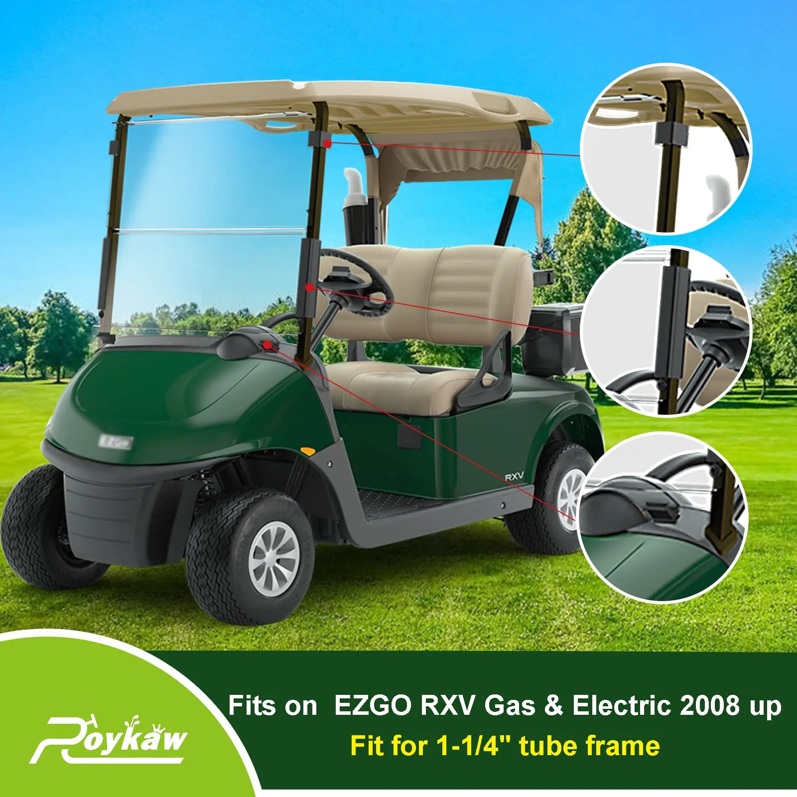 Roykaw Windshield Clips for E-Z-G-O RXV 2008+ image 4