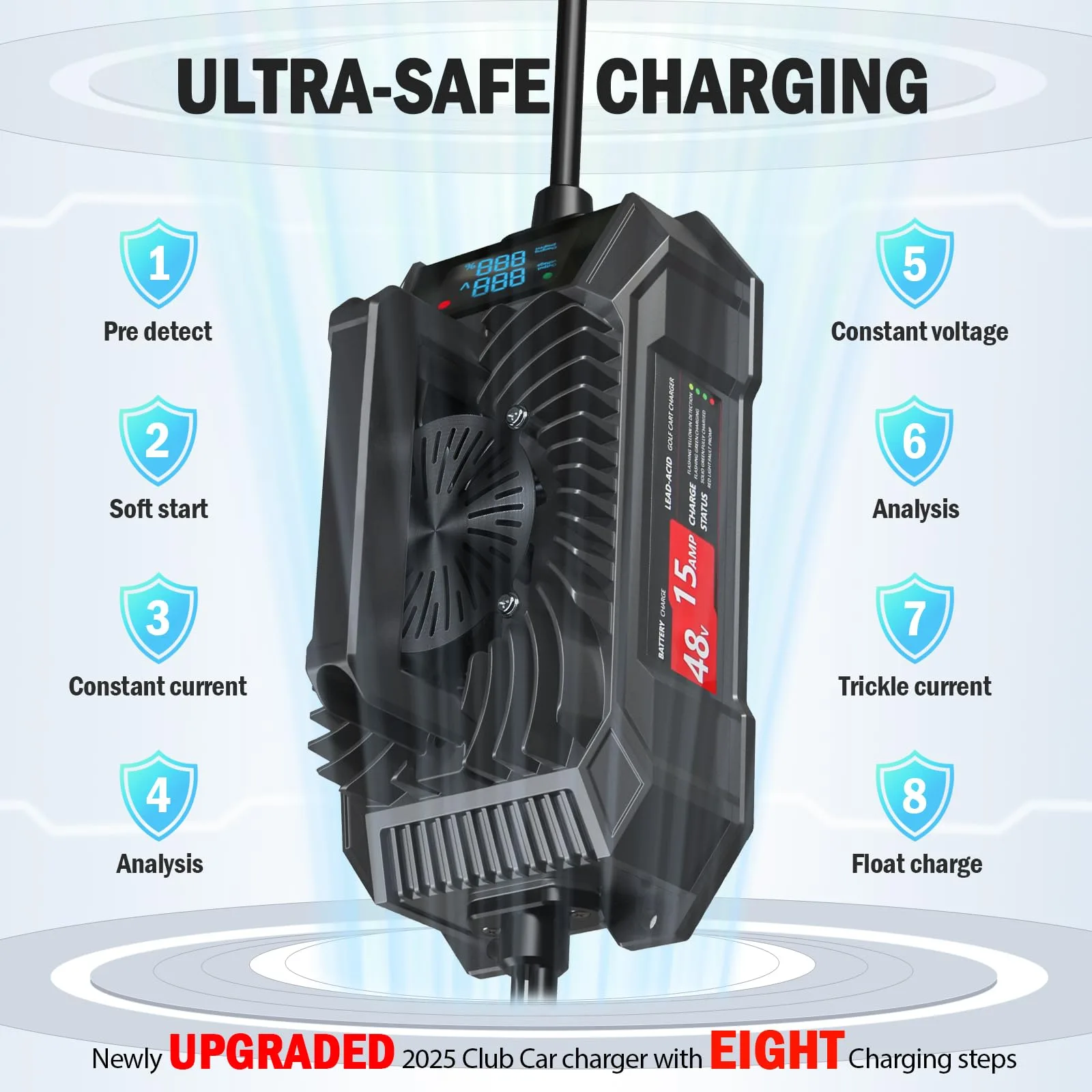 UNIGT 48V 15A Club Car Charger with 3-Pin Plug image 3