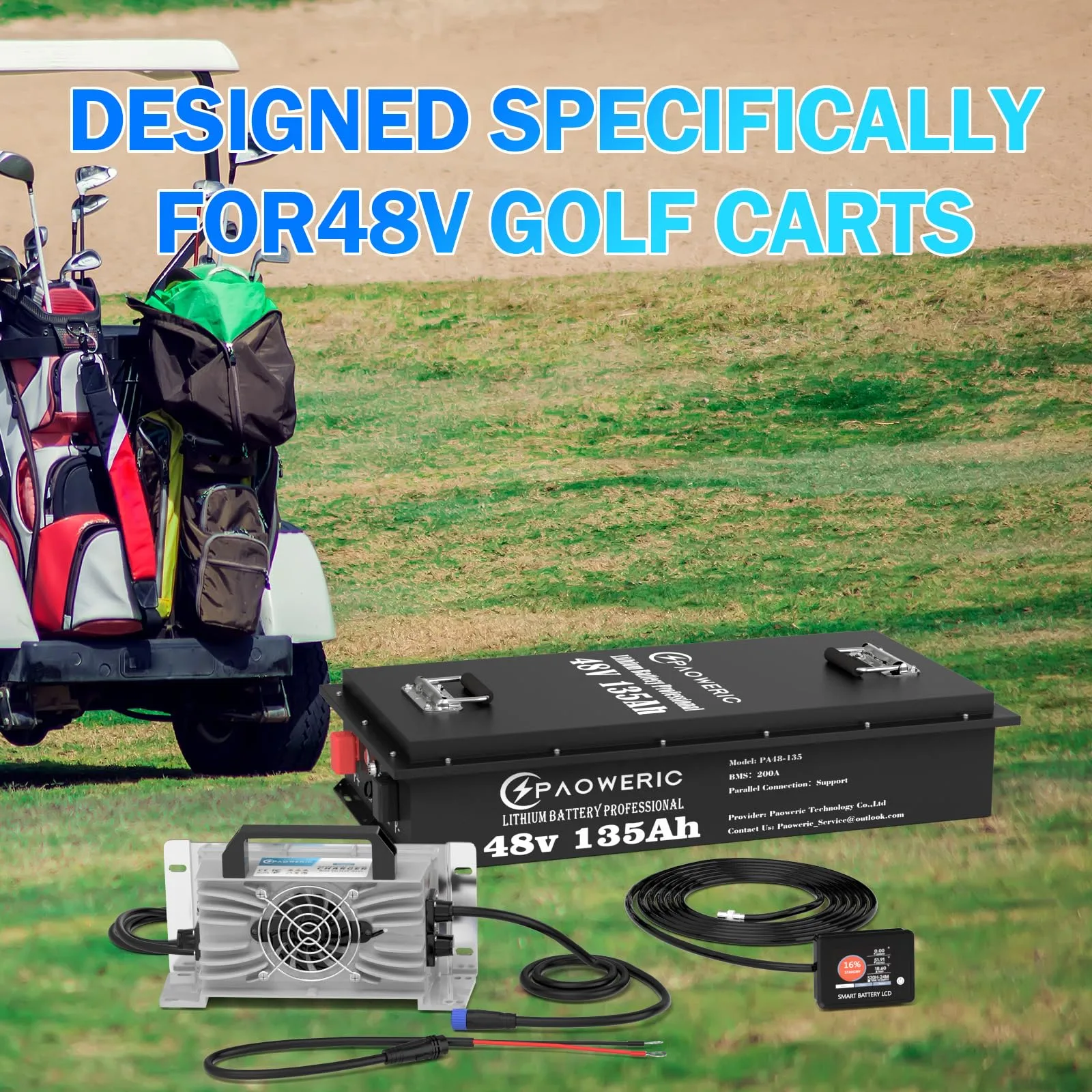 Paoweric 48V 135Ah LiFePO4 Golf Cart Battery image 4