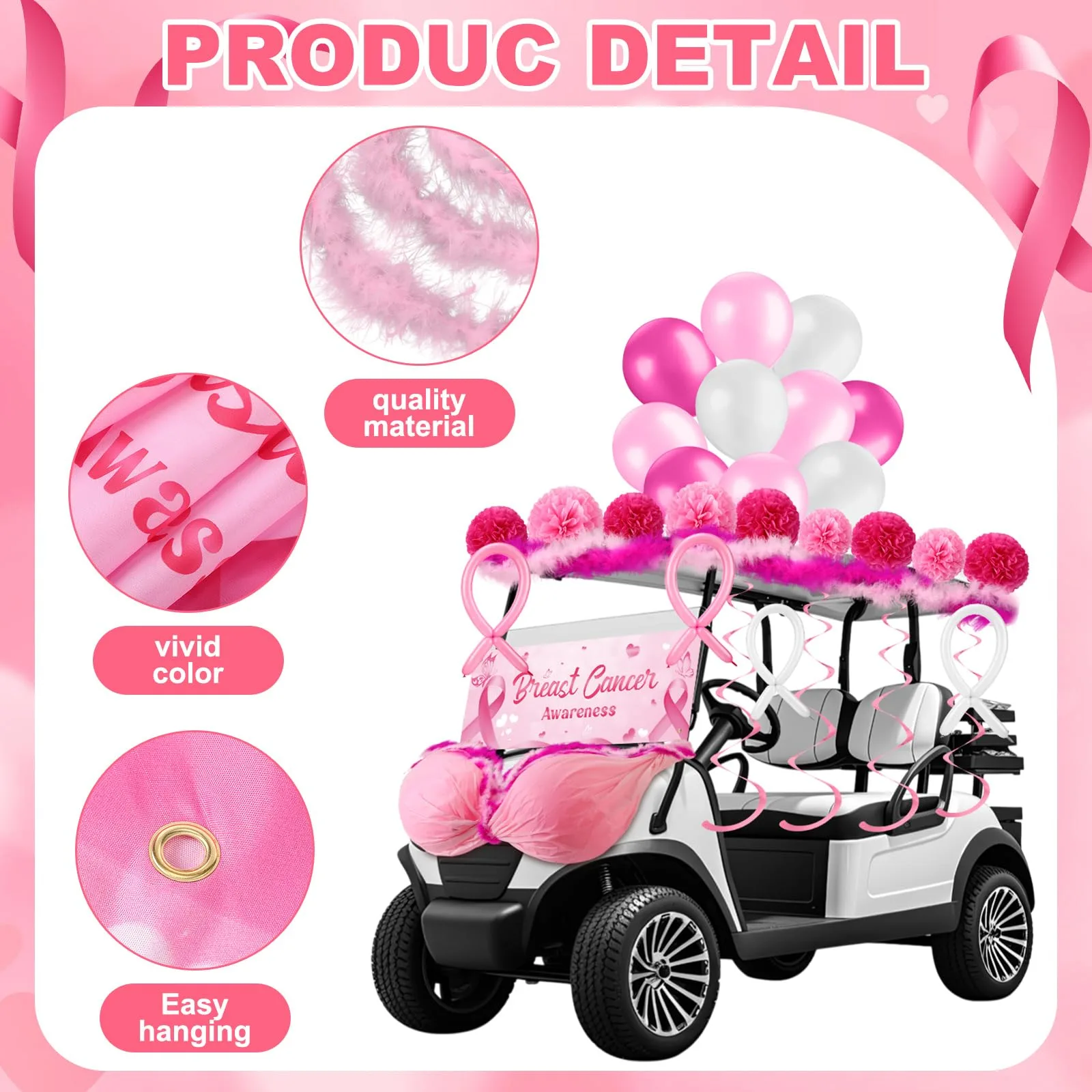 Soulchen Breast Cancer Awareness Golf Cart Decoration Set image 3