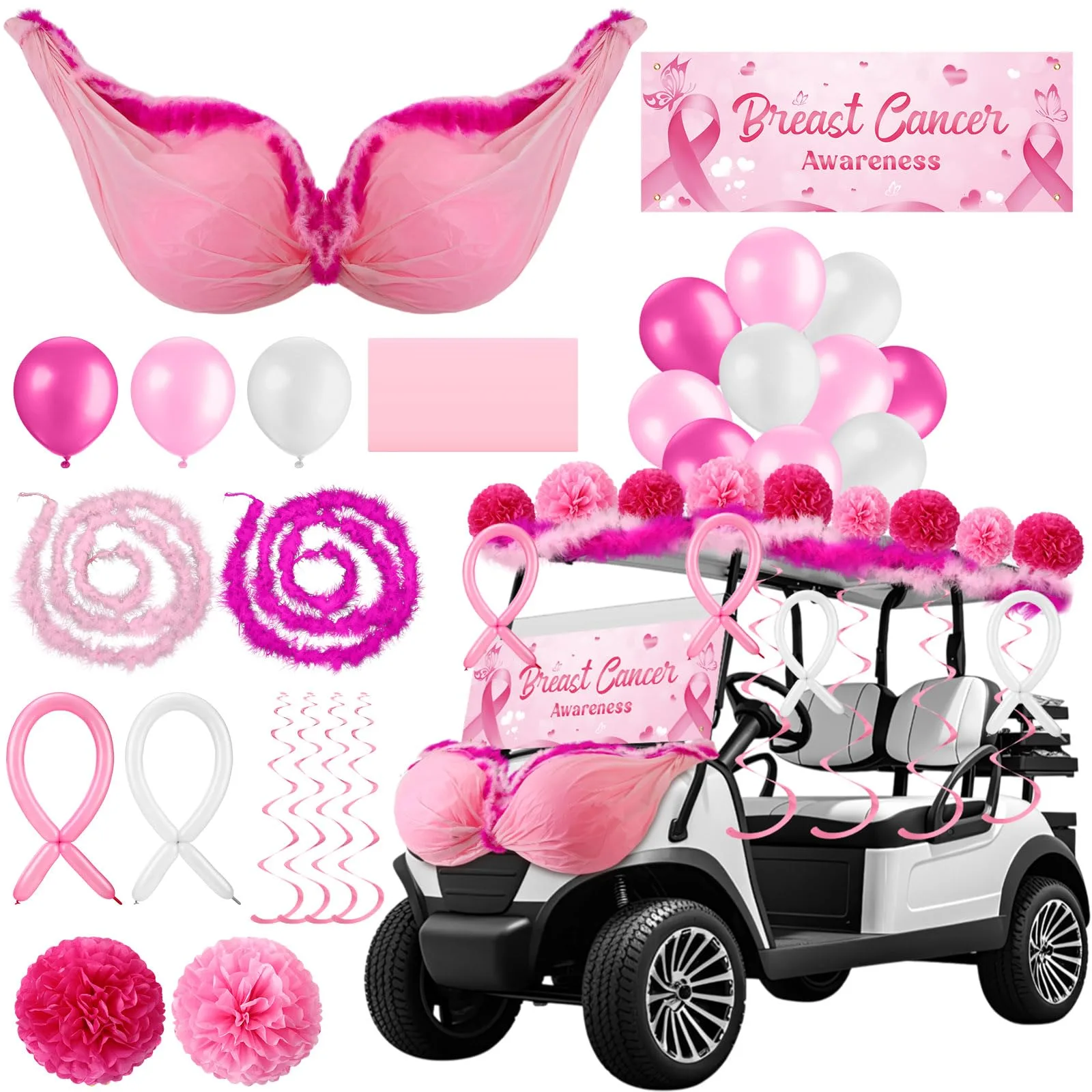 Soulchen Breast Cancer Awareness Golf Cart Decoration Set