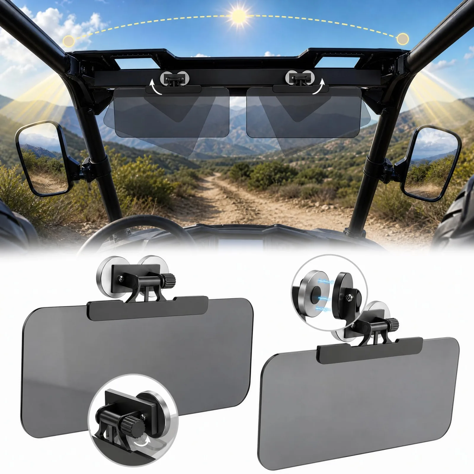 Magnetic Polarized Golf Cart Sun Visor with UV Protection image 4