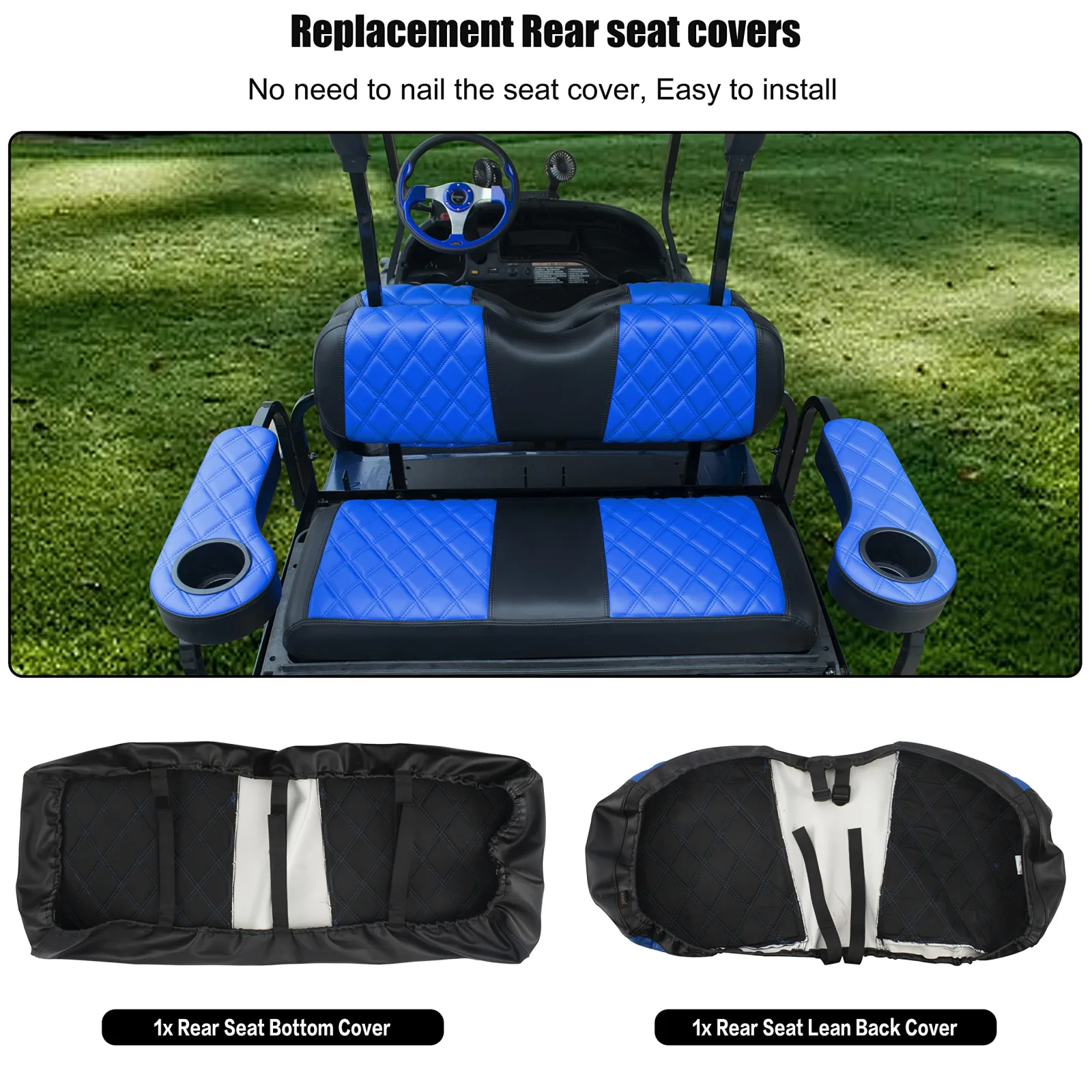 NOKINS Rear Golf Cart Seat Cover Kit NKS-14-RS-Kit image 2