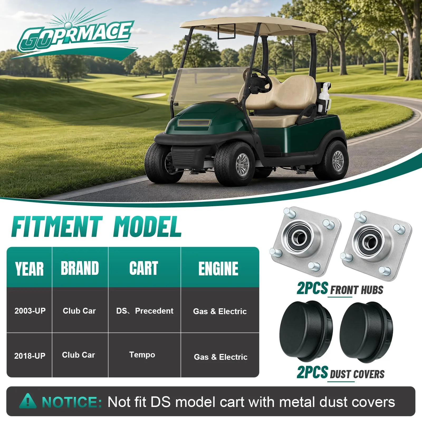 GOPRMACE Club Car Front Wheel Hub Assembly Kit image 2